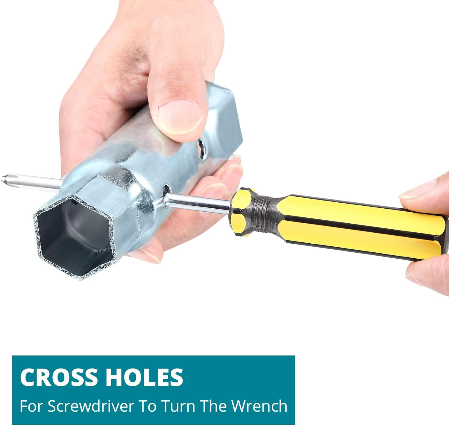 Dual Hex Wrench Removal Tool for Anode Rod and Water Heater Element, 1-1/16 in X
