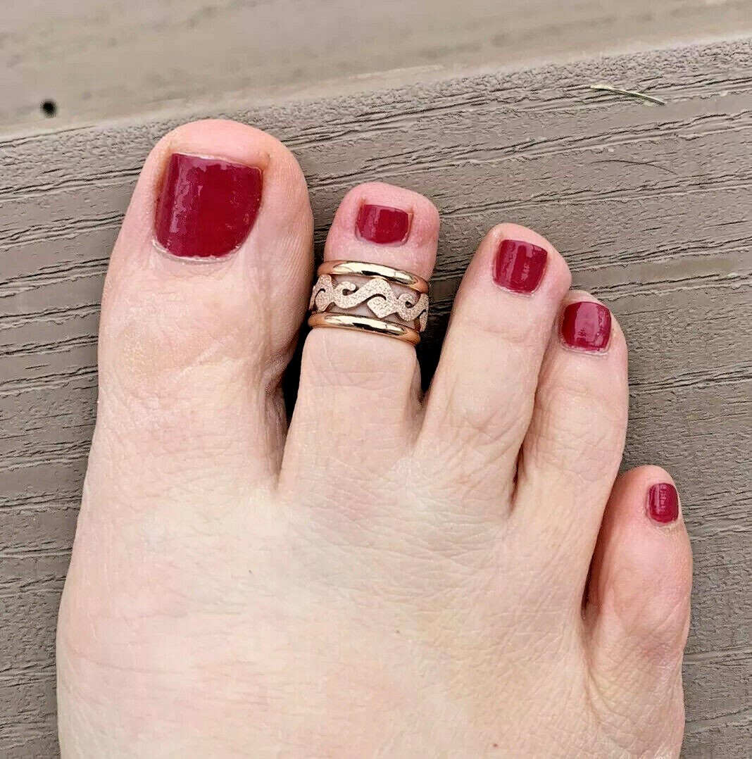 Stainless Steel 3 piece Rose Gold Stack Fitted Toe Rings MENS(womens) SALE