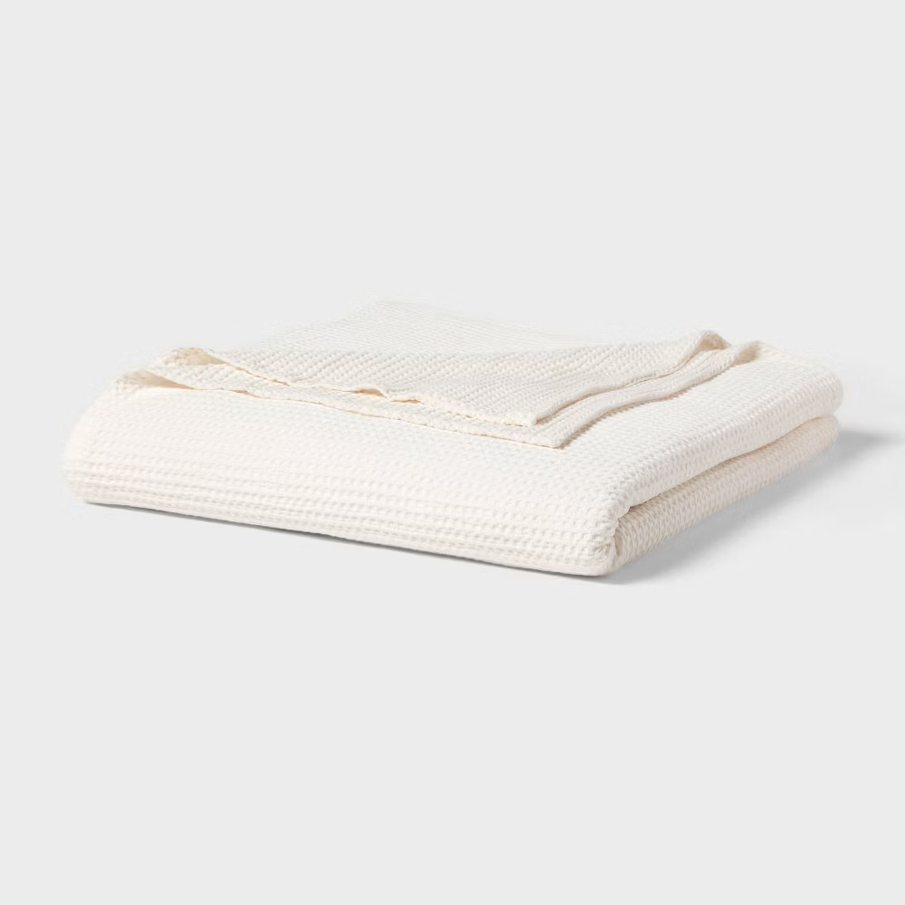 Full/Queen TENCEL Lyocell Waffle Bed Blanket Ivory - Threshold