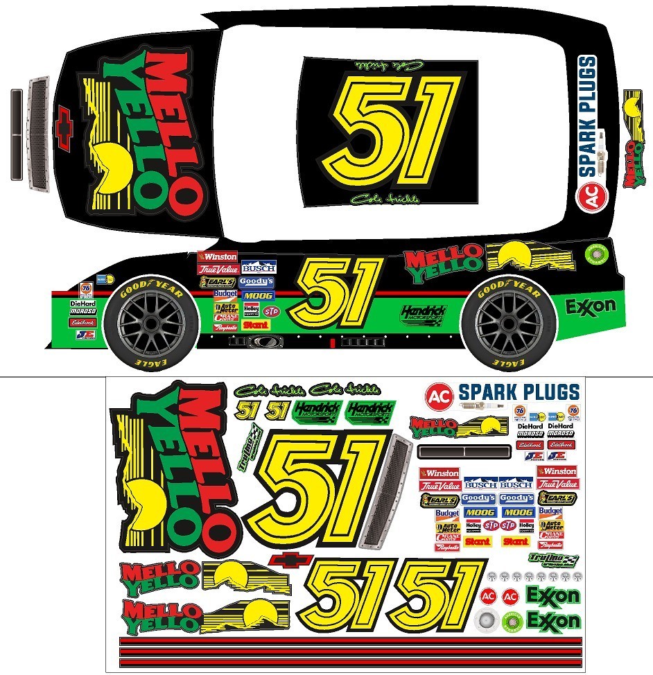 LOSI Nascar - 51 MelloYello RC Decal Sheet for 12th scale