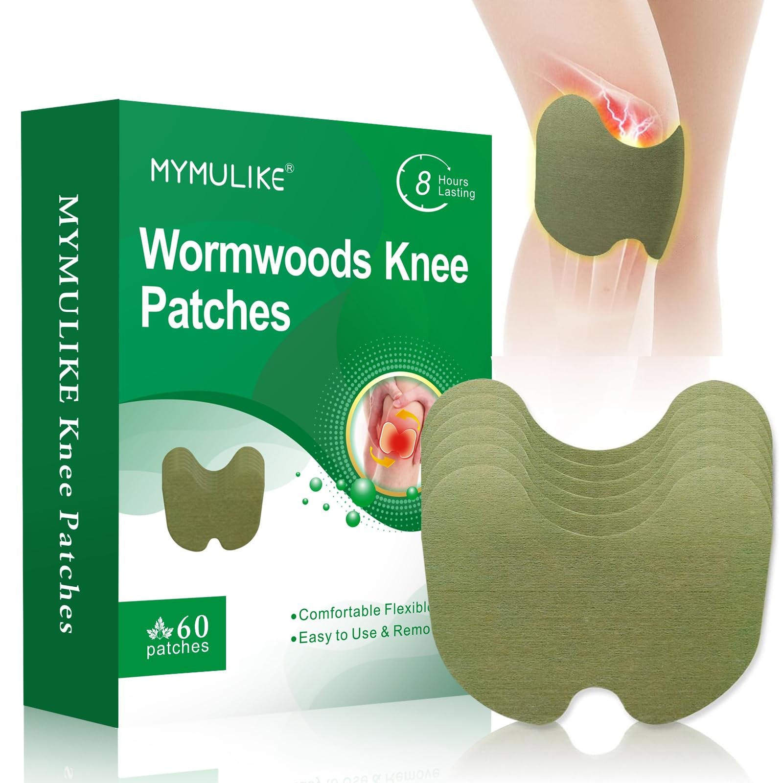 MYMULIKE 60PCS Knee Patches, Herbal Knee Patch, Warming Herbal Patches for Kn...