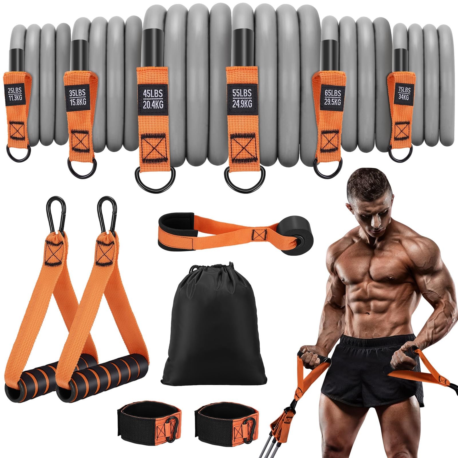 Heavy Duty Resistance Bands with Handles, 300 lb for Fitness, Yoga, Training