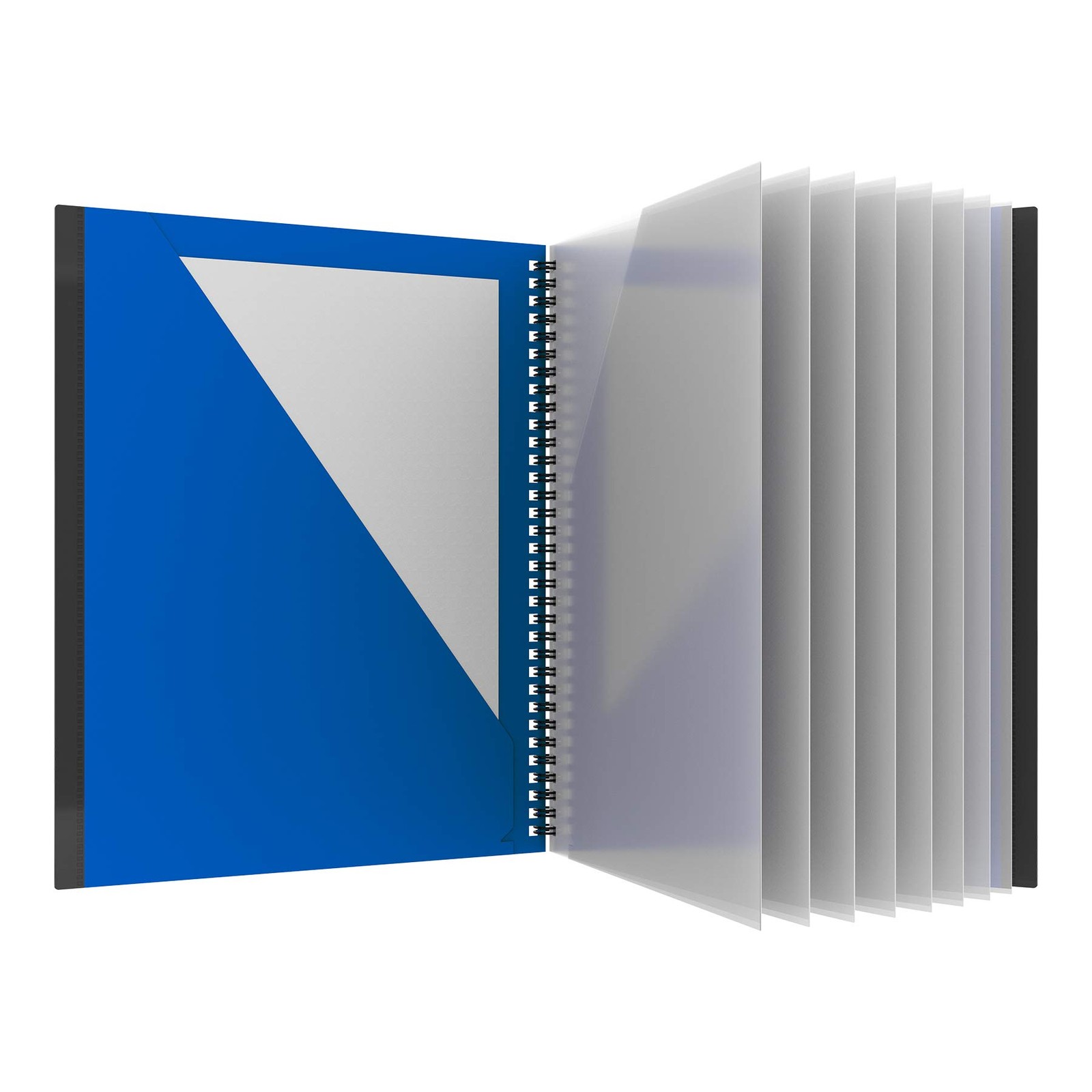 10 Pocket Folder, Plastic Spiral Portfolio, for School and Office, Multi-Pock...