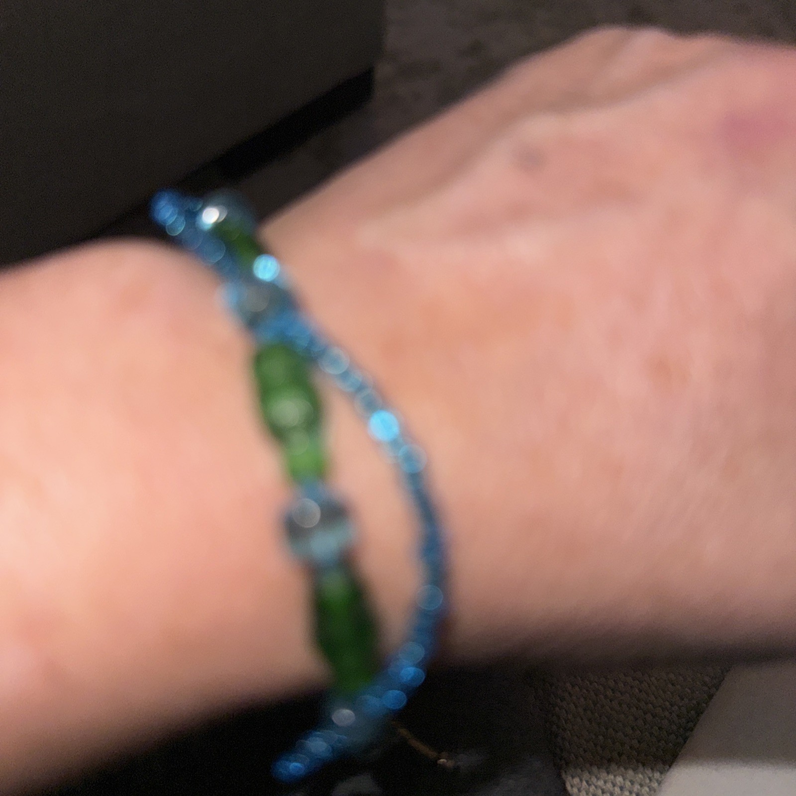 Hand Beaded Turquoise Blue Color Toggle Bracelet Stunning!