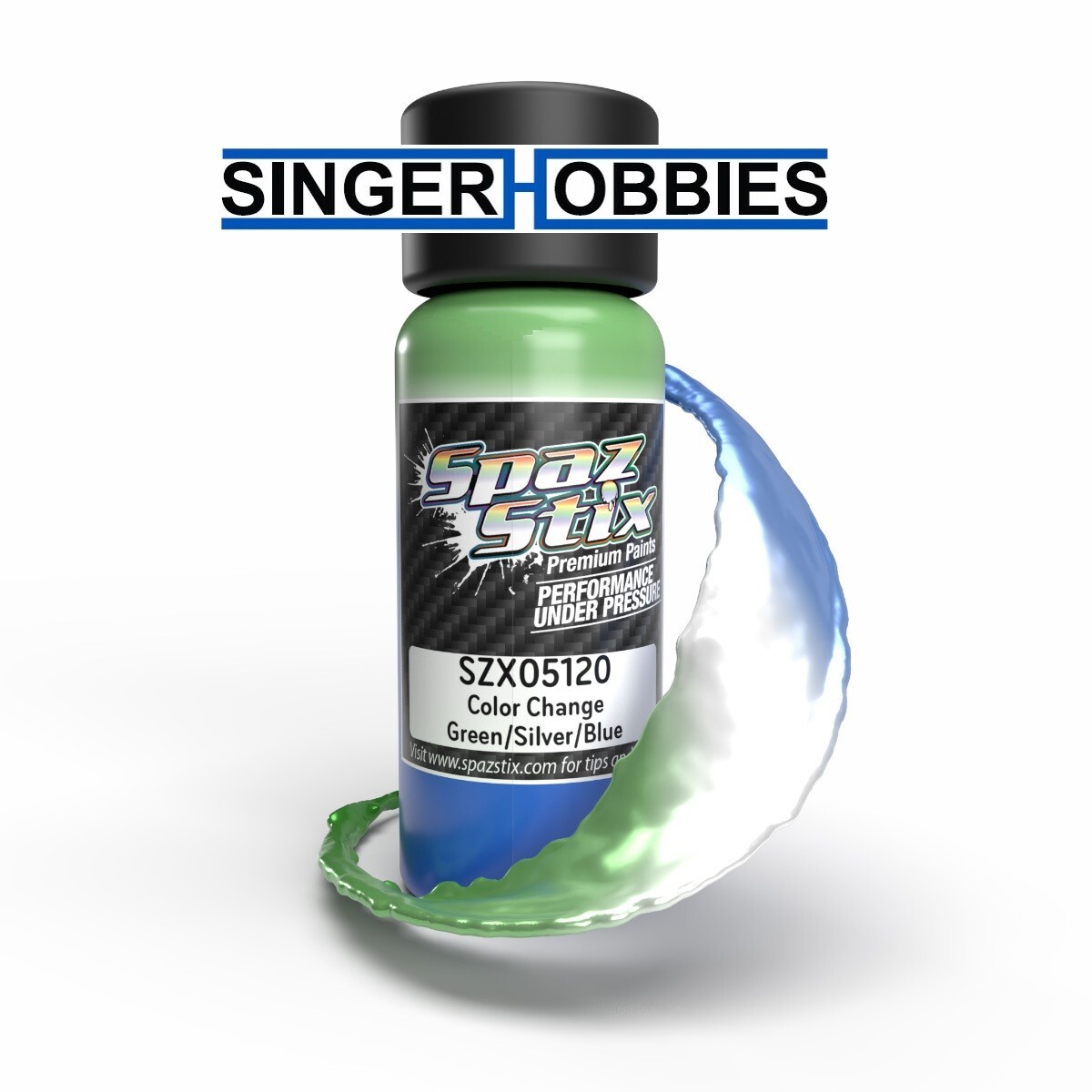 SPAZ STIX SZX05120 Color Change Airbrush Paint, Green/Silver/Blue 2oz Bottle HRP