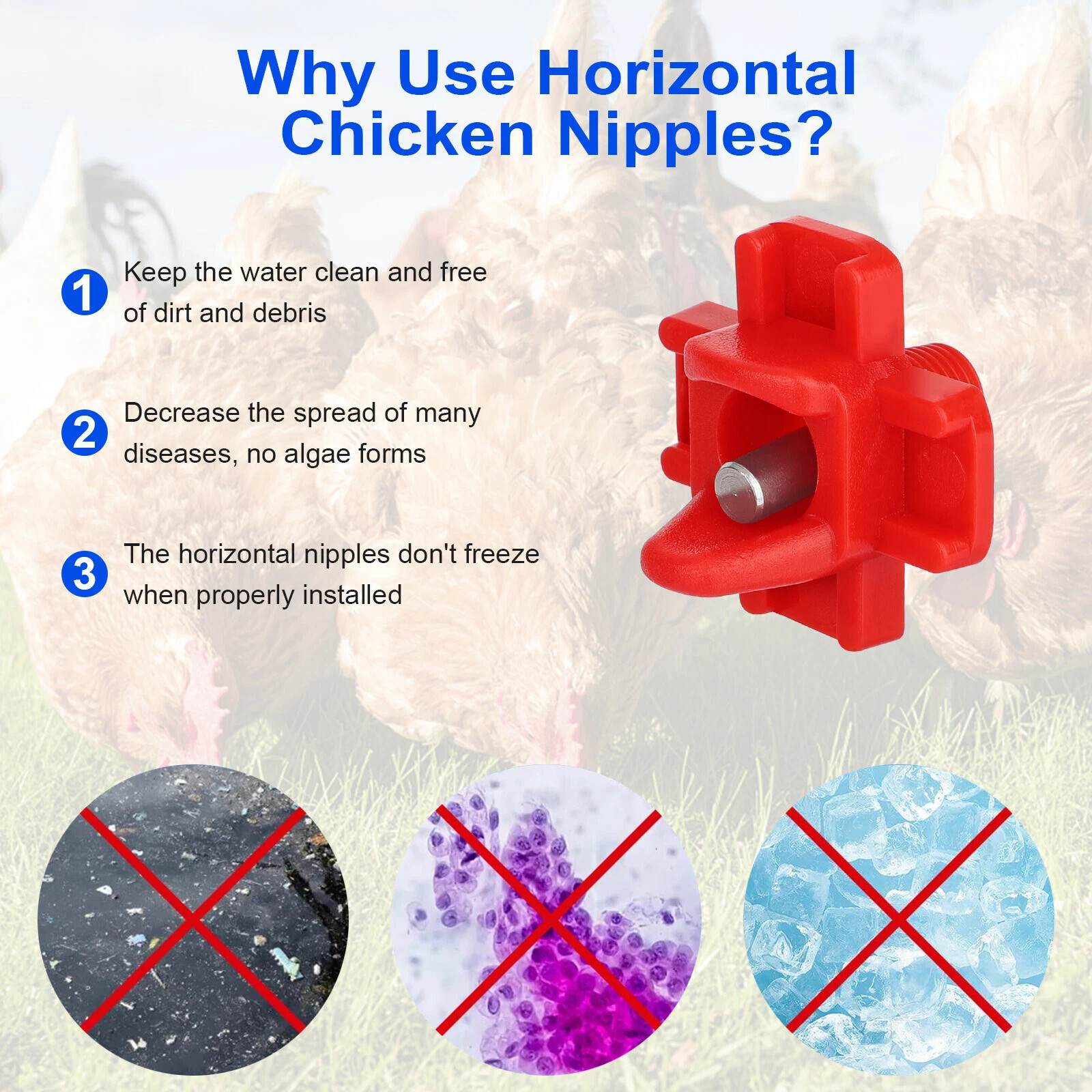 20× Chicken Nipples Automatic Waterer Poultry Drinker Hen Duck Quail Drinking US