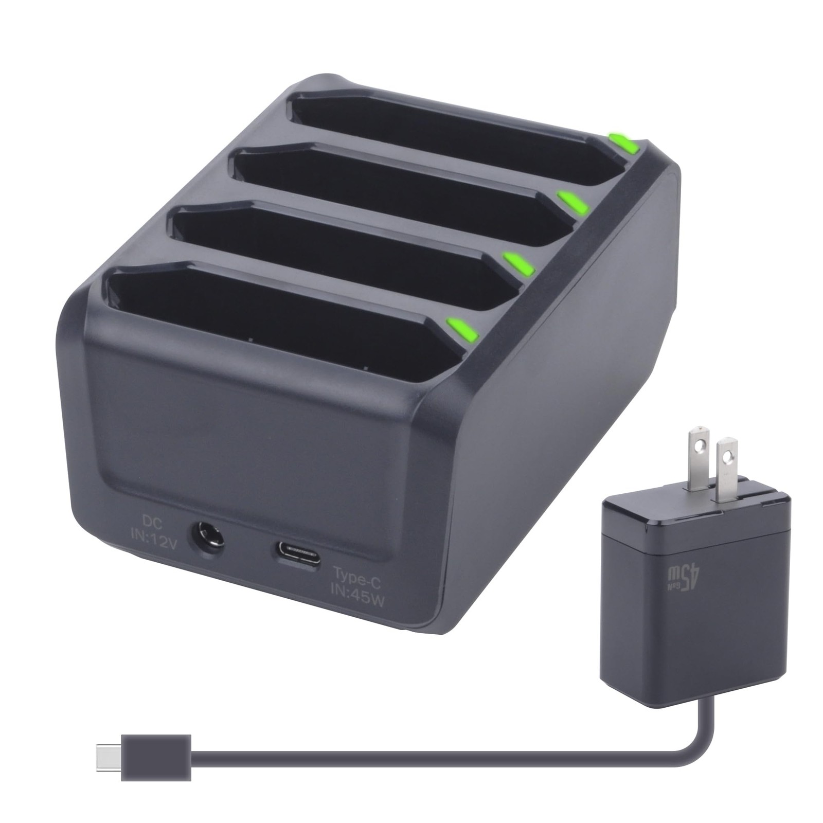 4-Slot Battery Charging Cradle for Zebra TC77 TC70 TC72 TC75 Large, Black