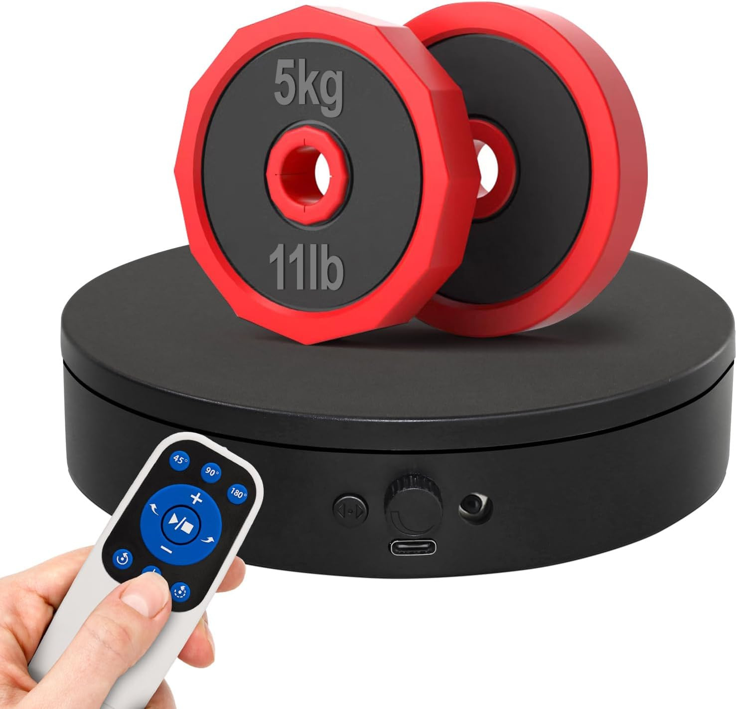 Motorized Rotating Display Stand with Remote, 4.53In 360 Electric Turntable for