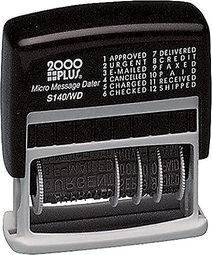 Self Inking Micro Message Dater Stamp with Phrases for Office Use Black