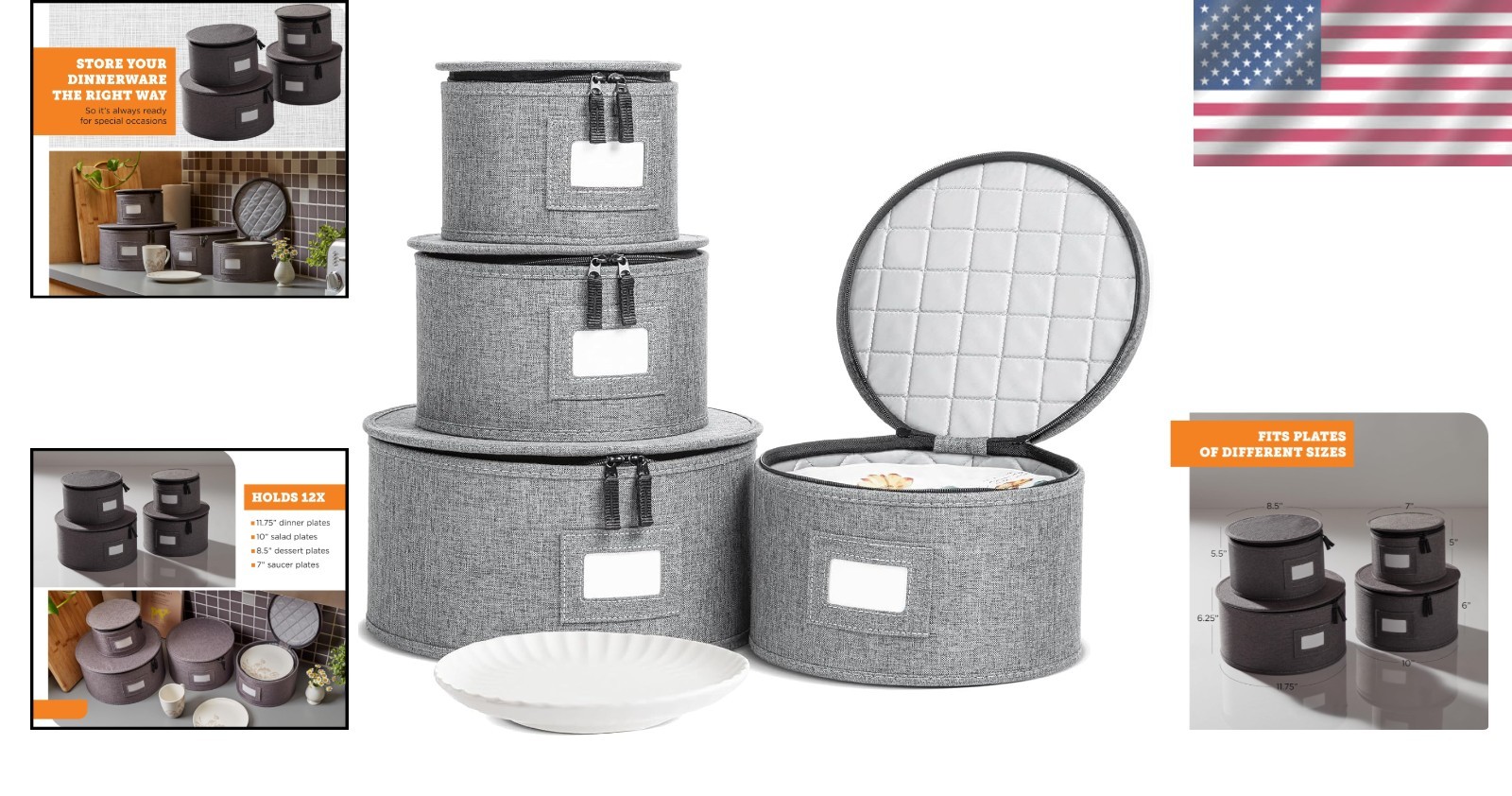 Luxury Gray China Storage Boxes with Dividers – Ideal for Dinnerware Protection