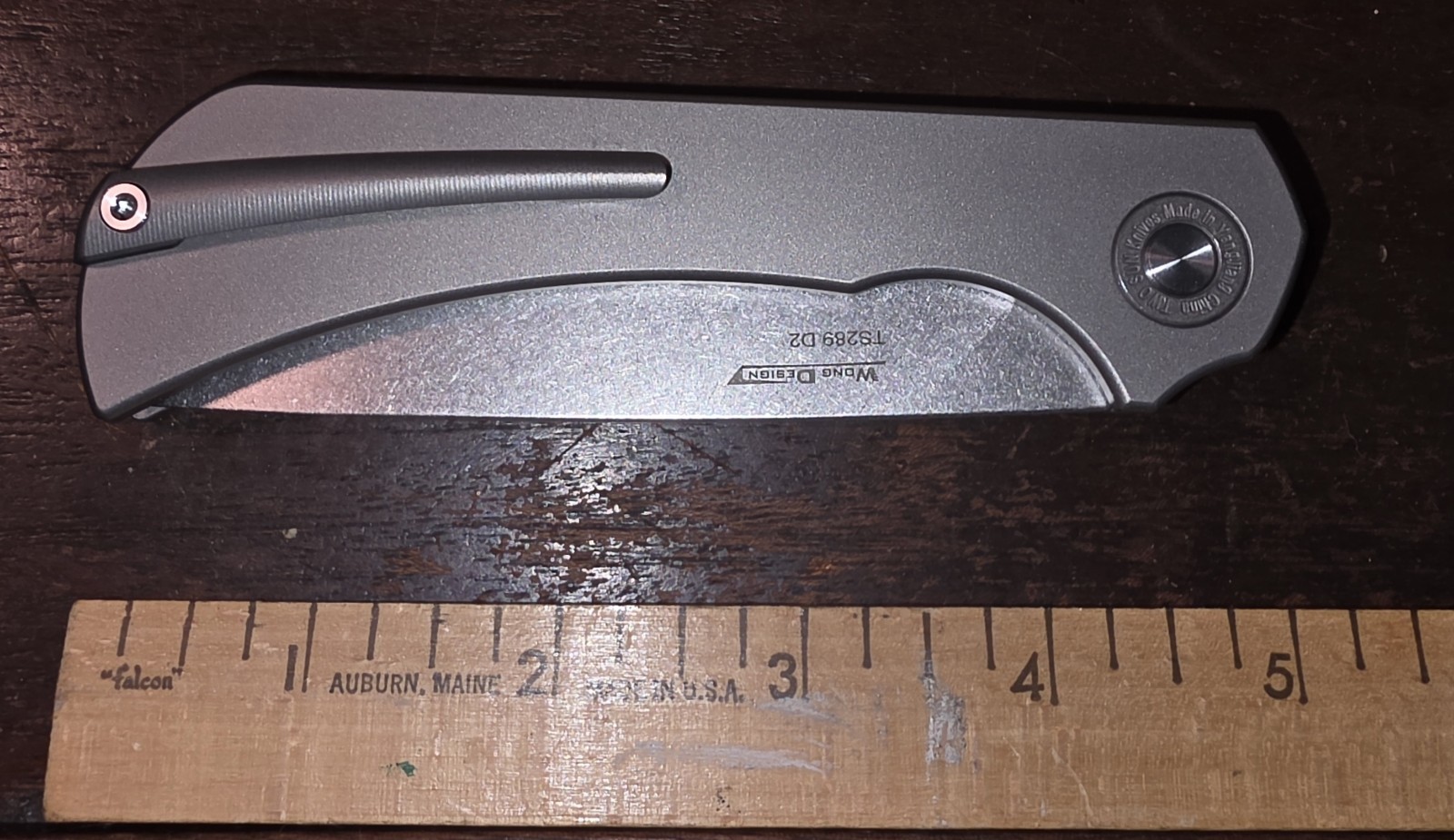 TwoSun TS289 D2 Titanium Drop Point Manual Frame Lock Flipper Pocketknife Gray