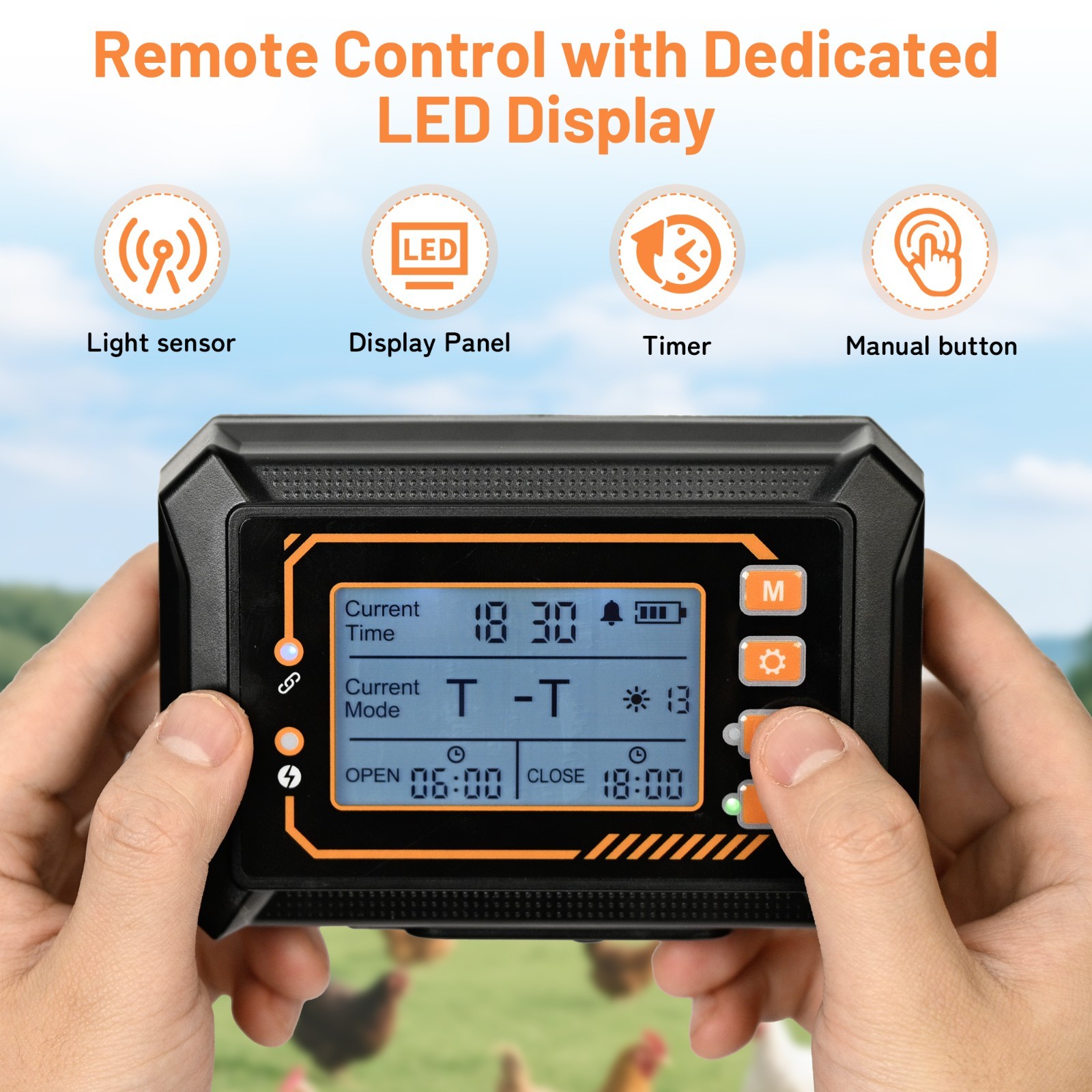 Automatic Chicken Coop Door Solar Powered with Remote Control Setup & LCD Screen