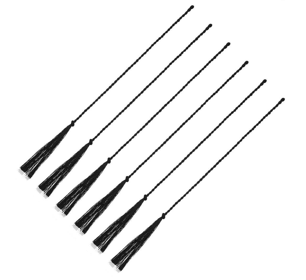 6-Pack Replacement Black Nylon Bullwhip Crackers – Hybrid Rope Whip Poppers