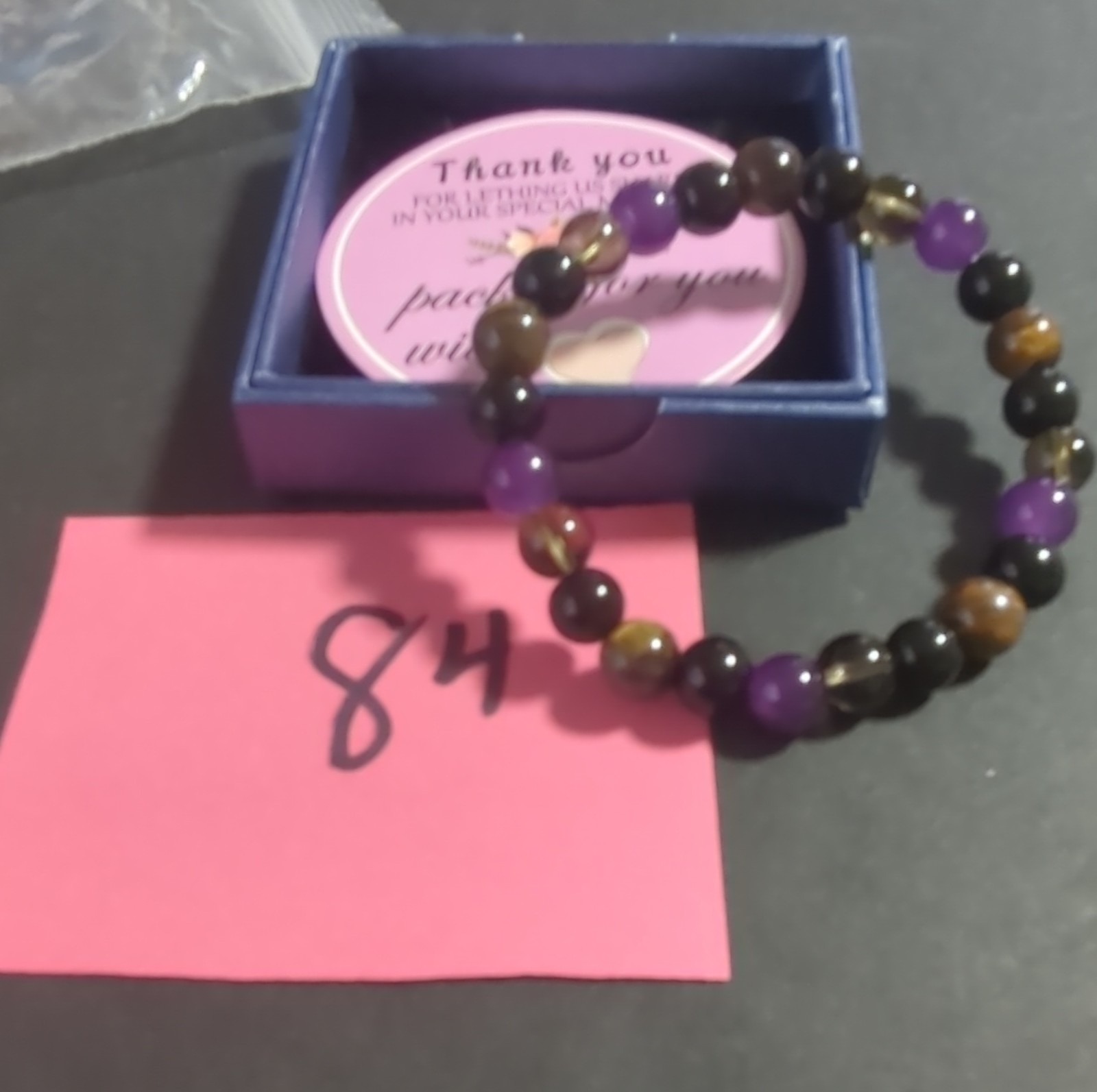 Multicolor Stone Beaded Bracelet Stackable Round Beads Slide Closure Unisex