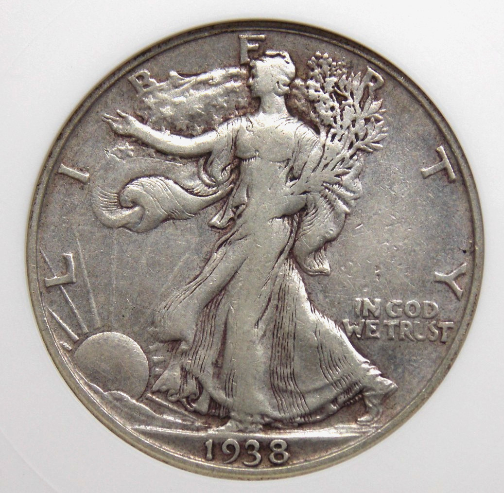 1938 "D" Walking Liberty Half Dollar 50c ANACS VF35 #477 Very Fine *SOAPBOX*