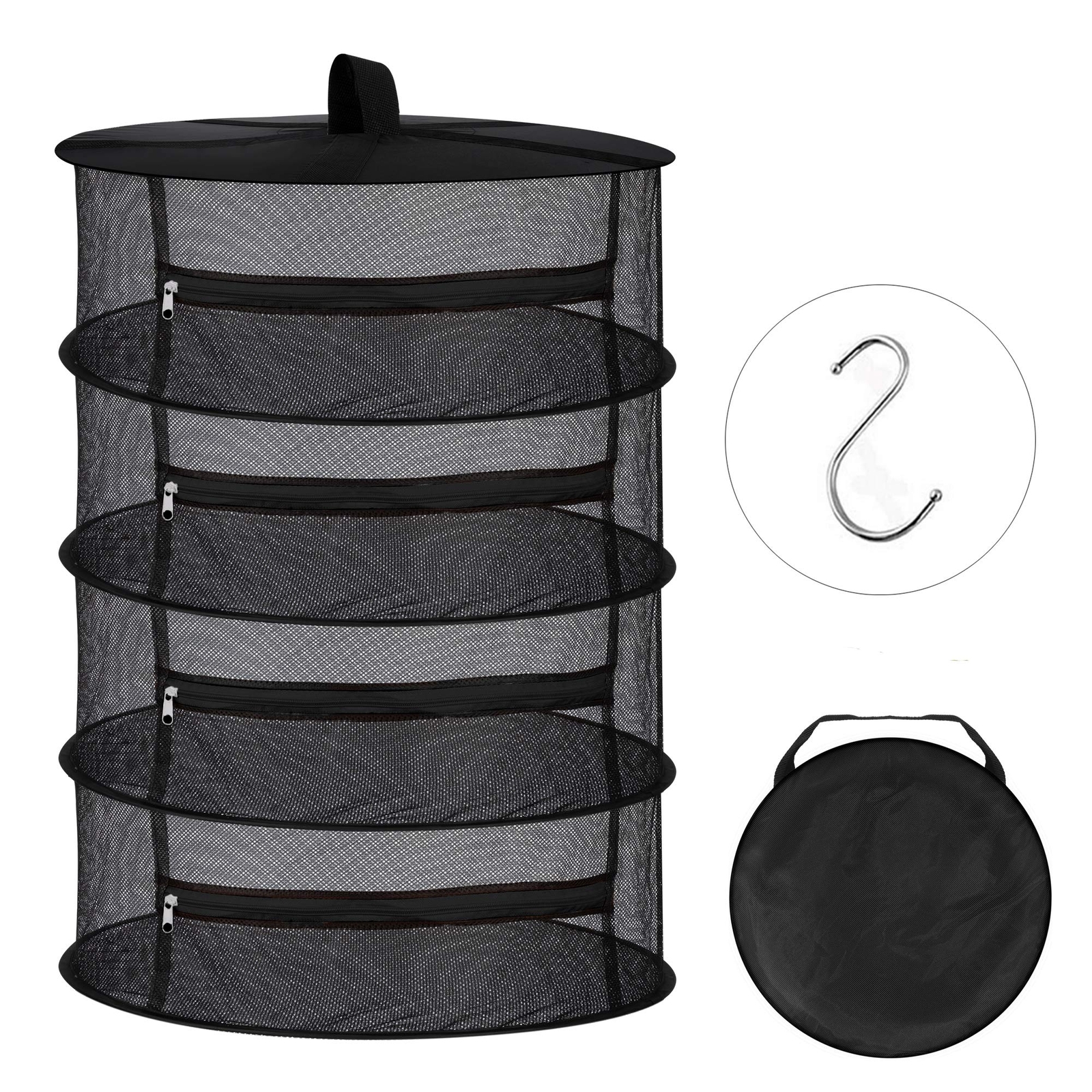 4 Layer Collapsible Herb Drying Rack Hanging Mesh Net for Seeds Bud Grass