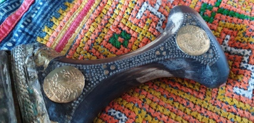 Old Yemeni Jambiya Kanjar or Arabic Dagger Horn Sheath Coins Handle 1914…