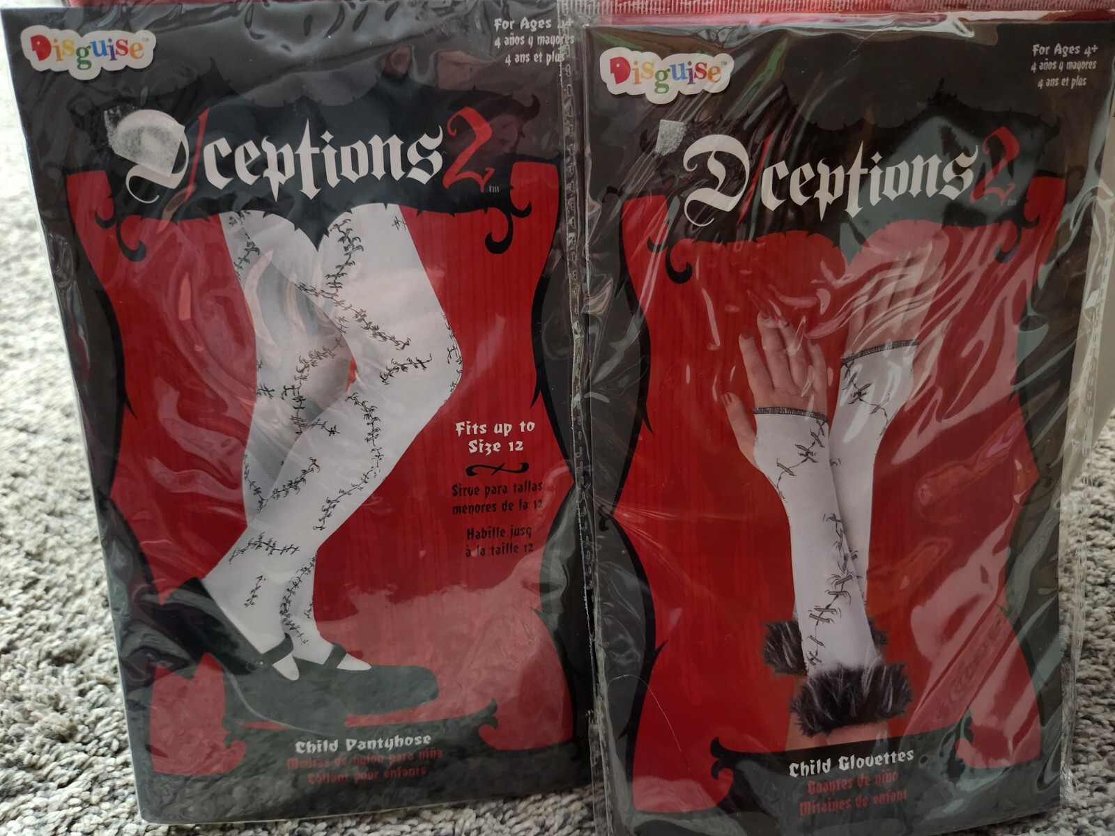 Child White Stitched Pantyhose and Glovettes Halloween Accessory
