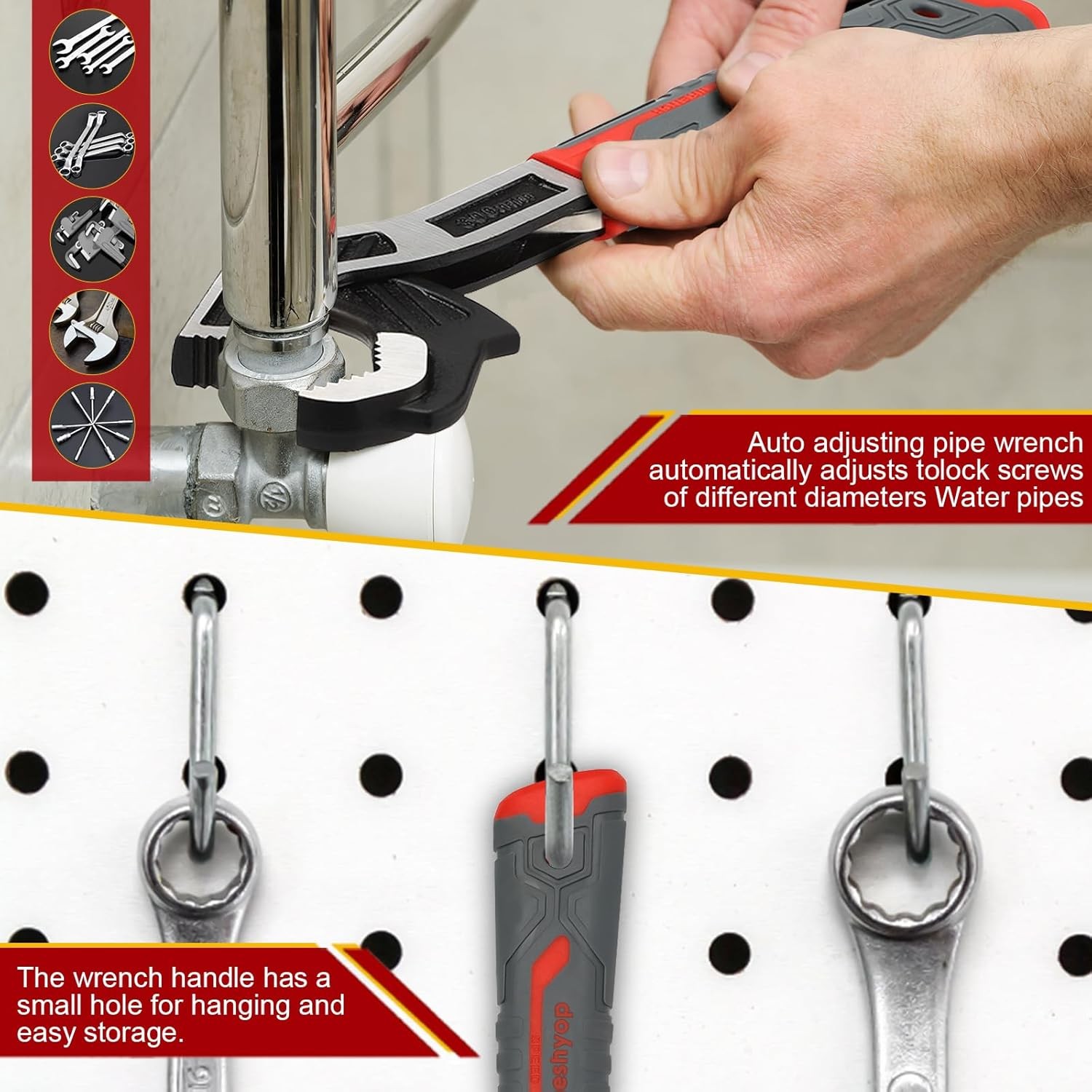 Multifunctional Self Locking Adjustable Pipe Wrench 8 Inch Plumbers Tool