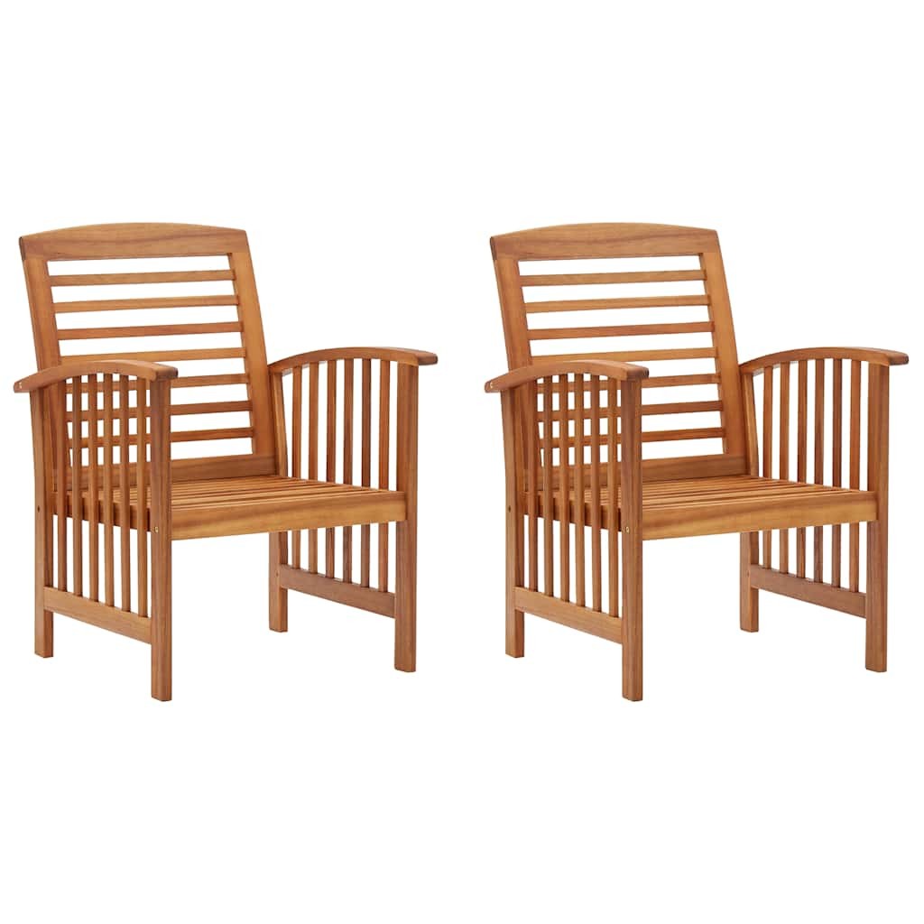 Patio Chairs 2 Pcs Patio Dining Chair with Armrest Solid Wood Acacia vidaXL