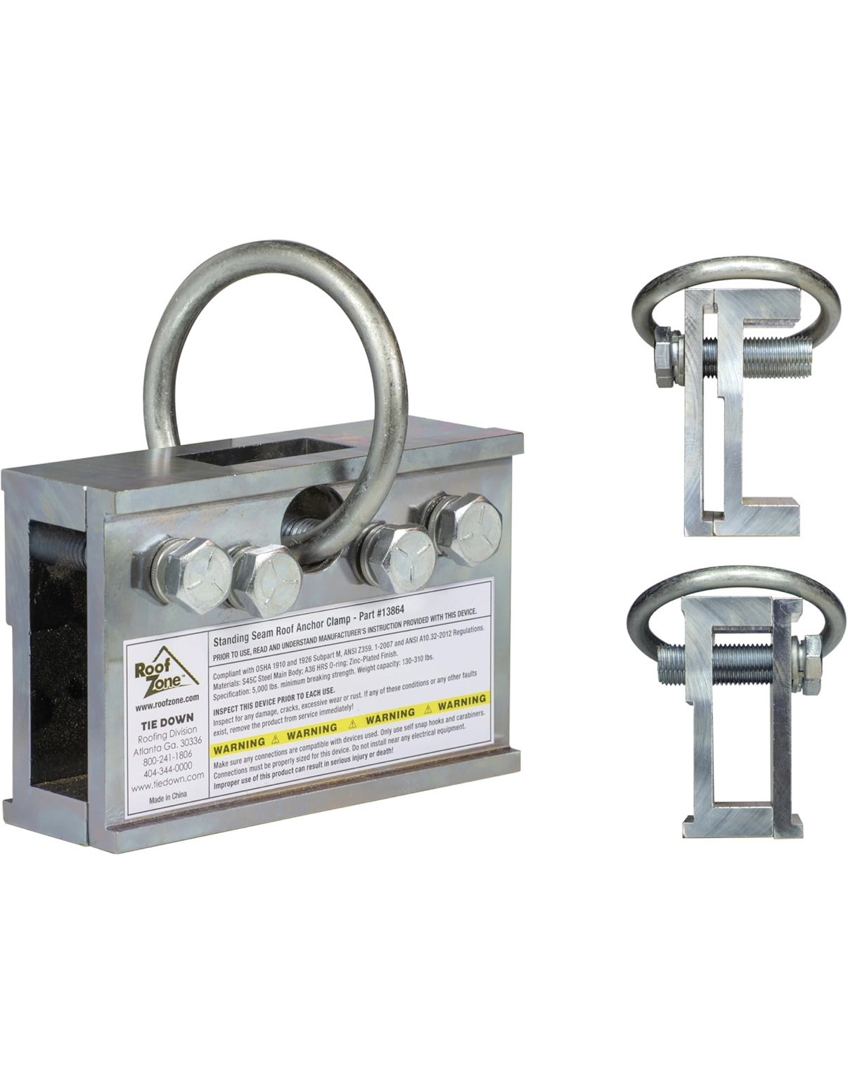 Roof Zone 2-Way Standing Seam Anchor Clamp Tie Down  PART No. 13864