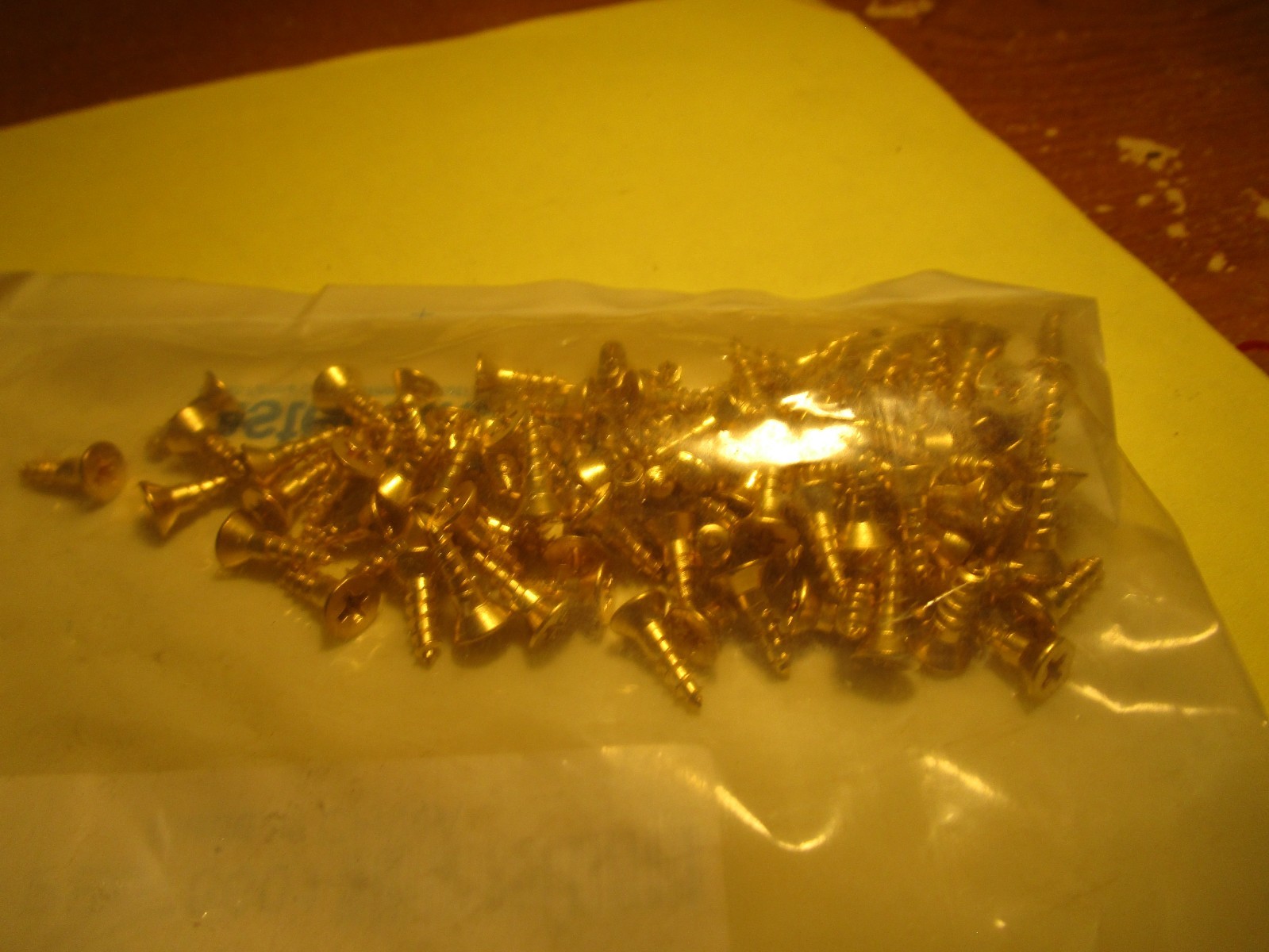 #6-18 x 1/2" Flat Head Phillips Sharp Pt Plain Finish Brass Wood Screw QTY 100