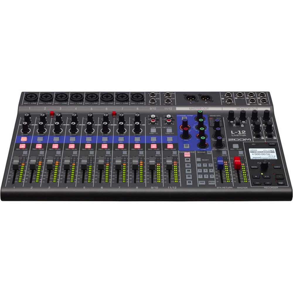 Zoom LiveTrak L-12 - 12-Channel Digital Mixer & Multitrack Recorder with Cables