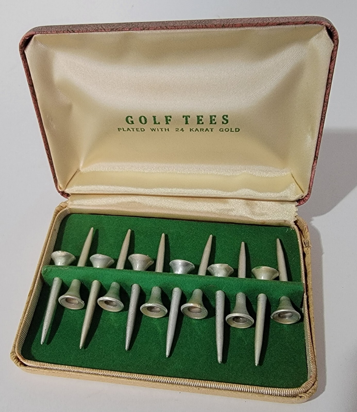 VINTAGE 24 KARAT GOLD GOLF TEES ANTIQUE MILITARY MAJOR W. W. WRIGHT