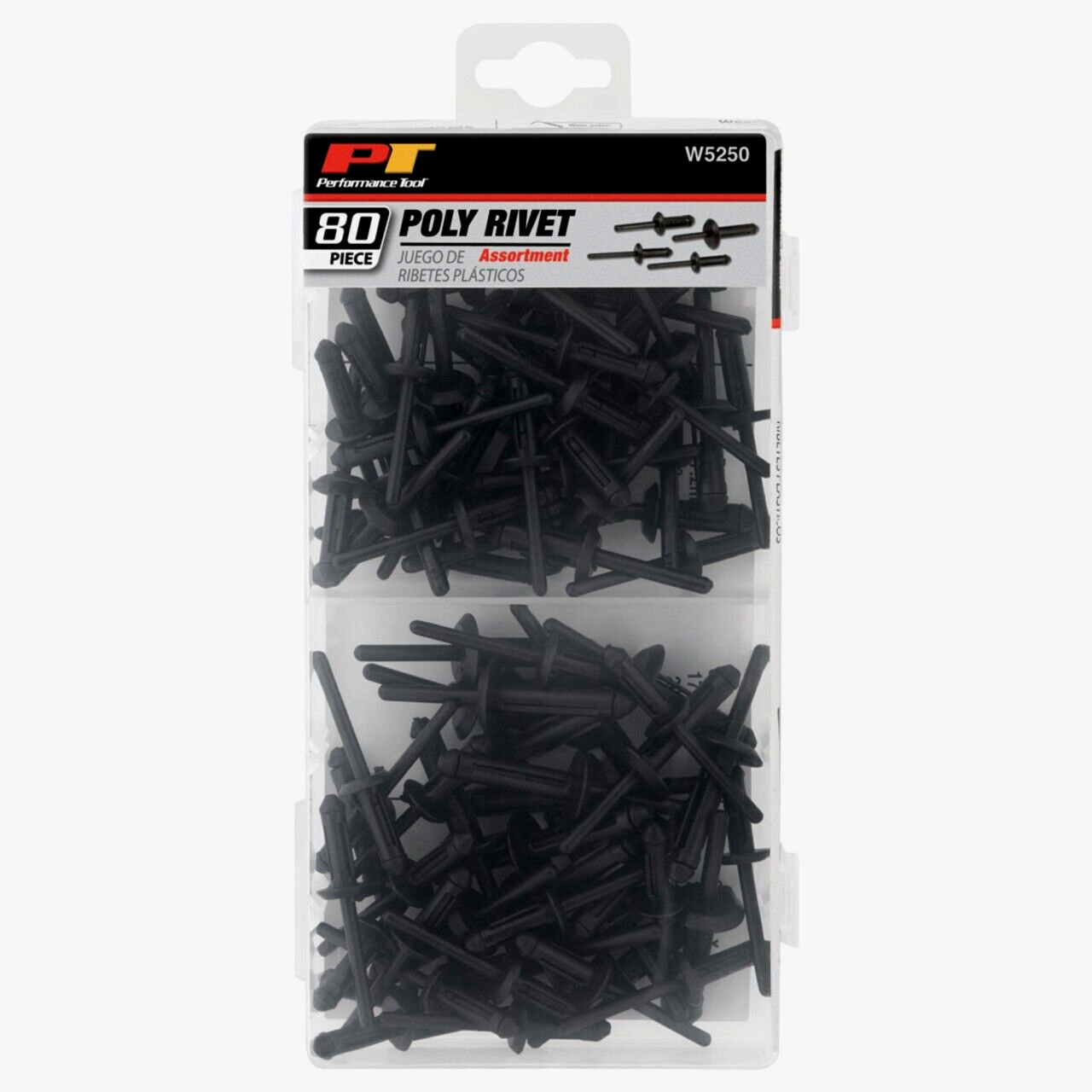 Performance Tool W5250 80Pc Poly Rivet Assortment - Polyoxymethylene(POM) rivets