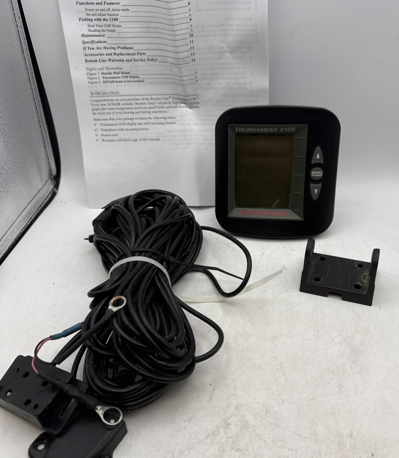 Bottom Line Tournament 2100 Fish Finder Transducer Power Cable Untested