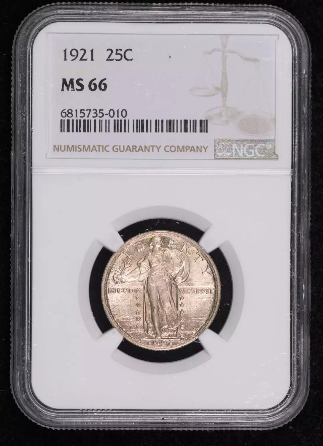 1921 Quarter Dollars Standing Liberty Quarter NGC MS-66