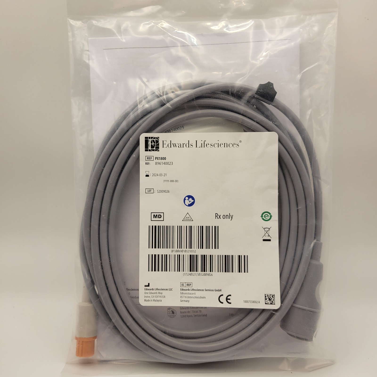 Edwards Lifesciences PX1800 Patient Pressure Monitoring Cable
