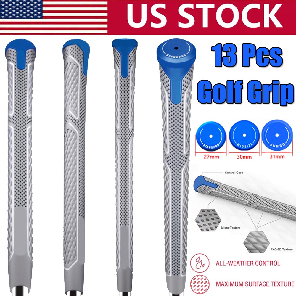 13PCS Golf Grip Golf Club Grip blue/Grey Standard/Midsize /Jumbo Rubber Non-Slip