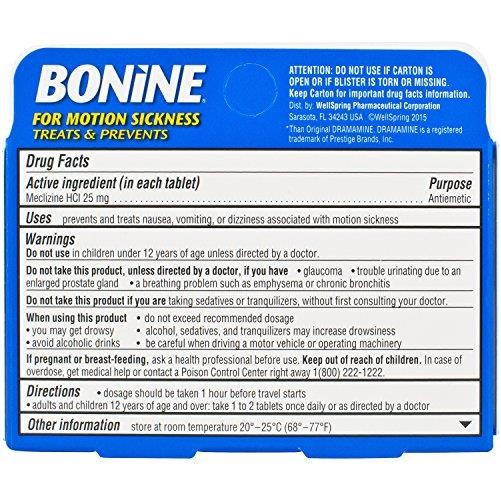 Bonine Motion Sickness Protection Chewable Tablets 16 Tablets Nausea 2 Pack