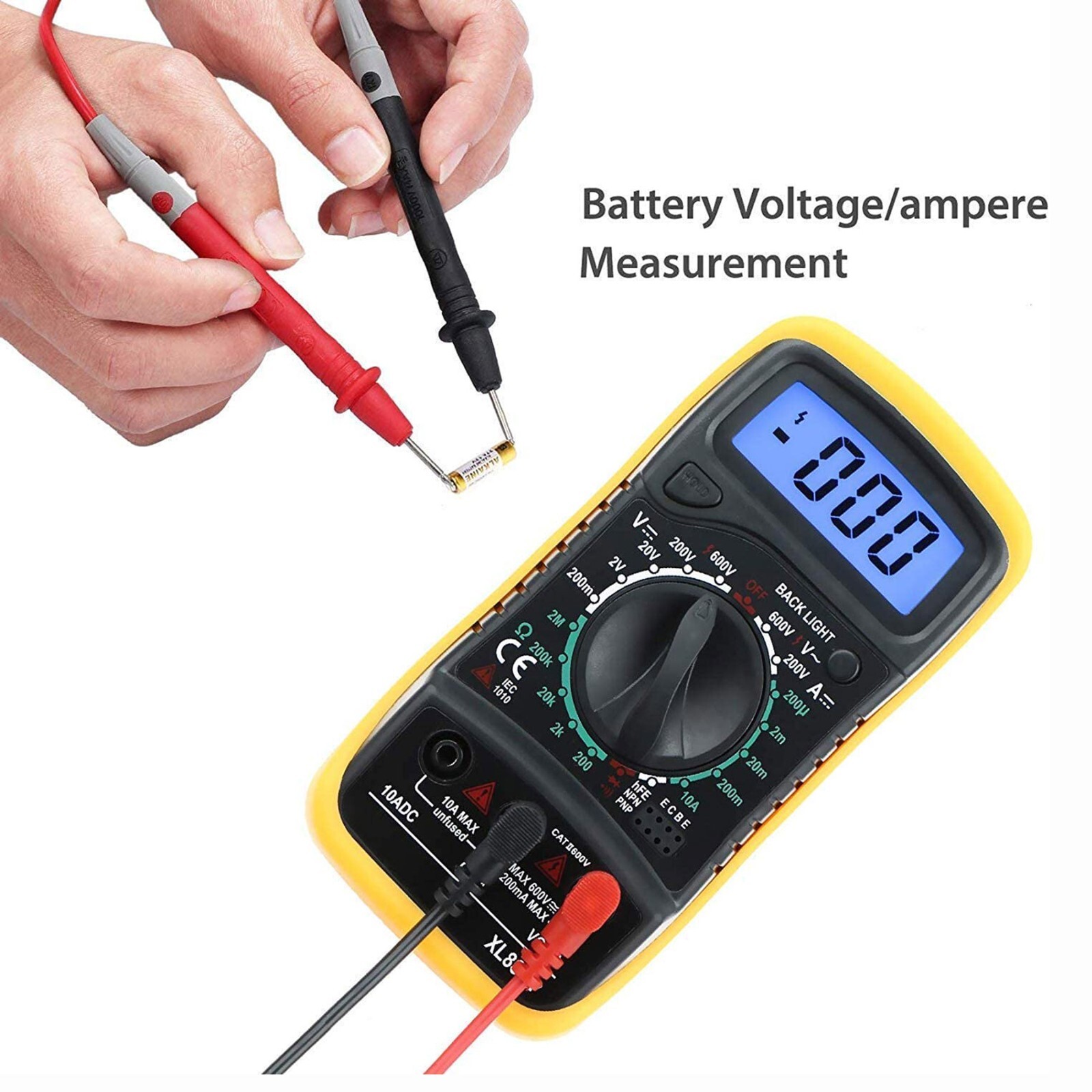 Digital Multimeter AC DC Voltmeter Ammeter Ohmmeter Back Probe Test Leads