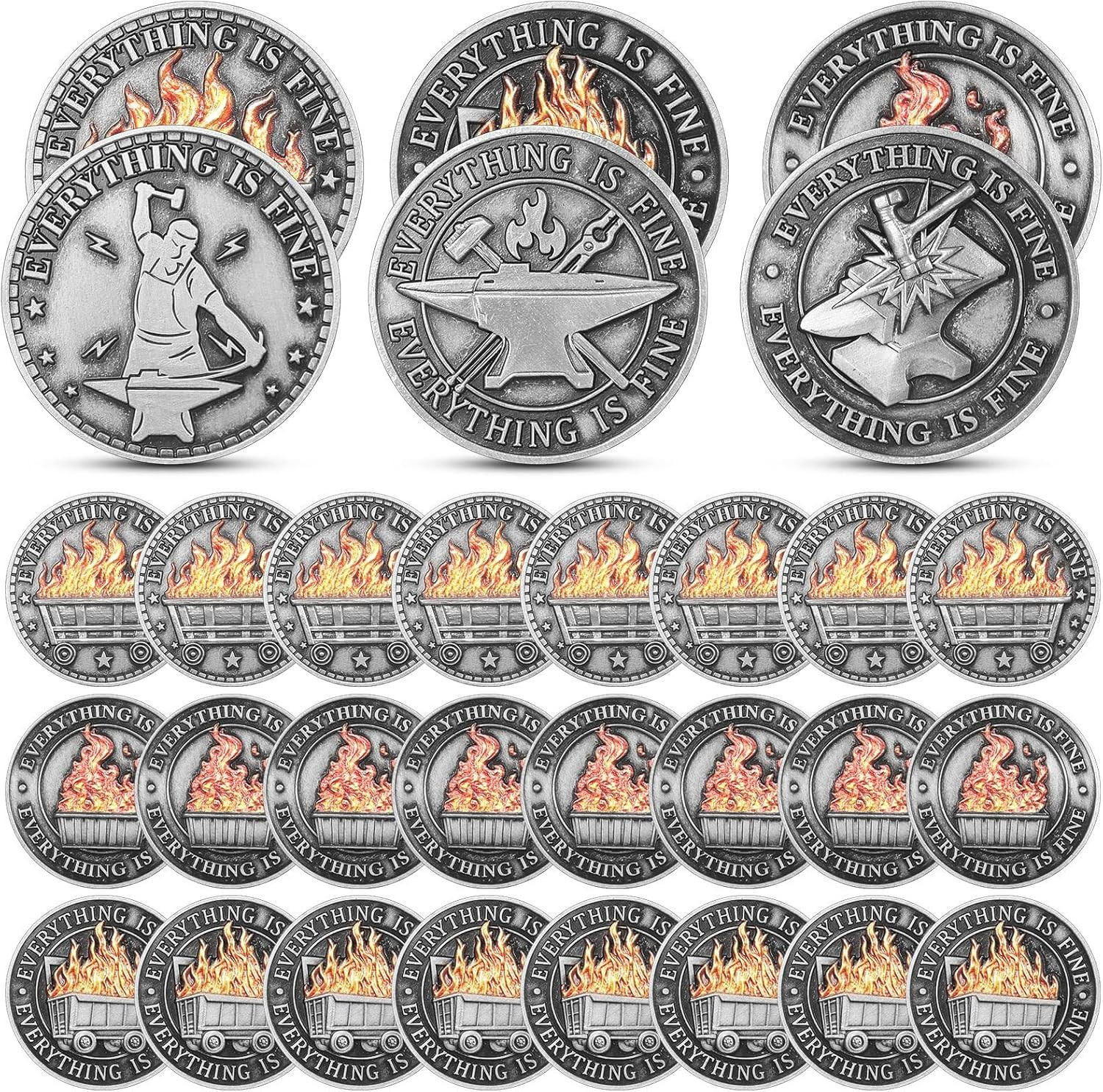 24 Pcs Dumpster Fire Challenge Coin Dispatcher Employee Appreciation Gifts Dumps