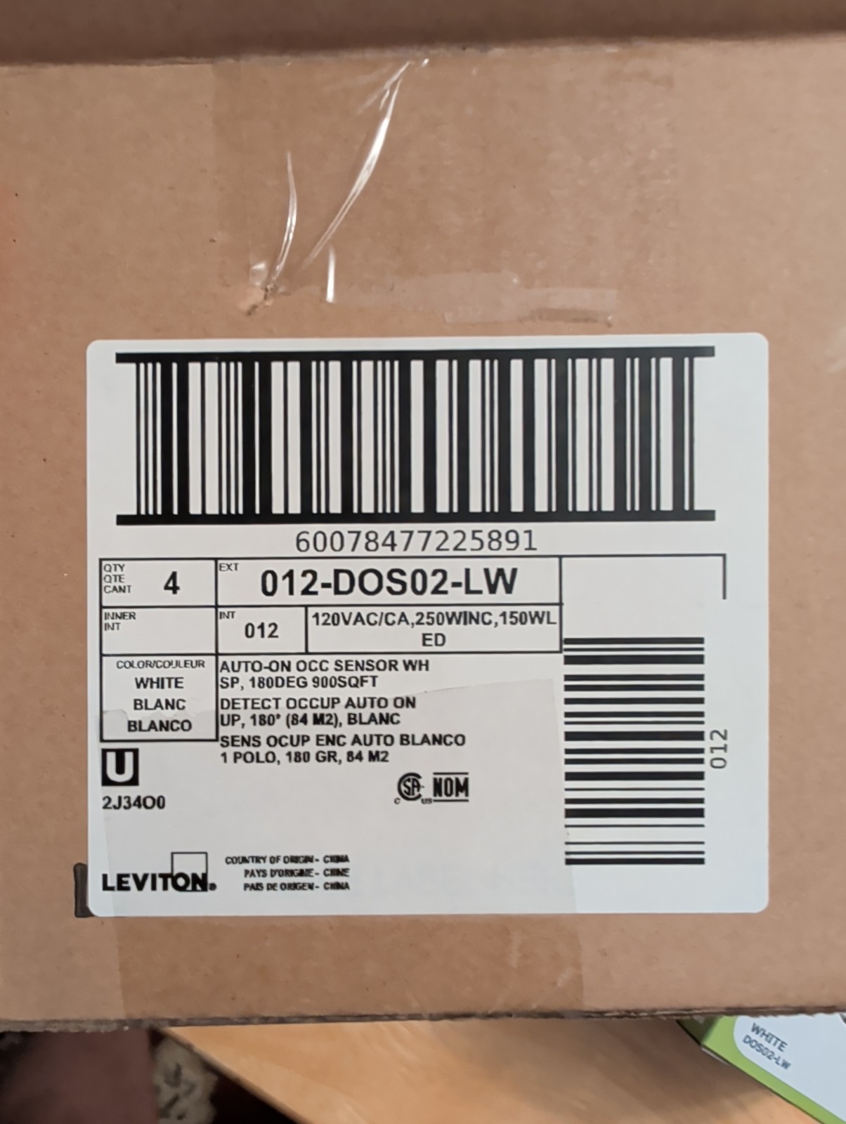 Leviton DOS02-LW 150W LED Single Pole White Motion Sensor Light Switch