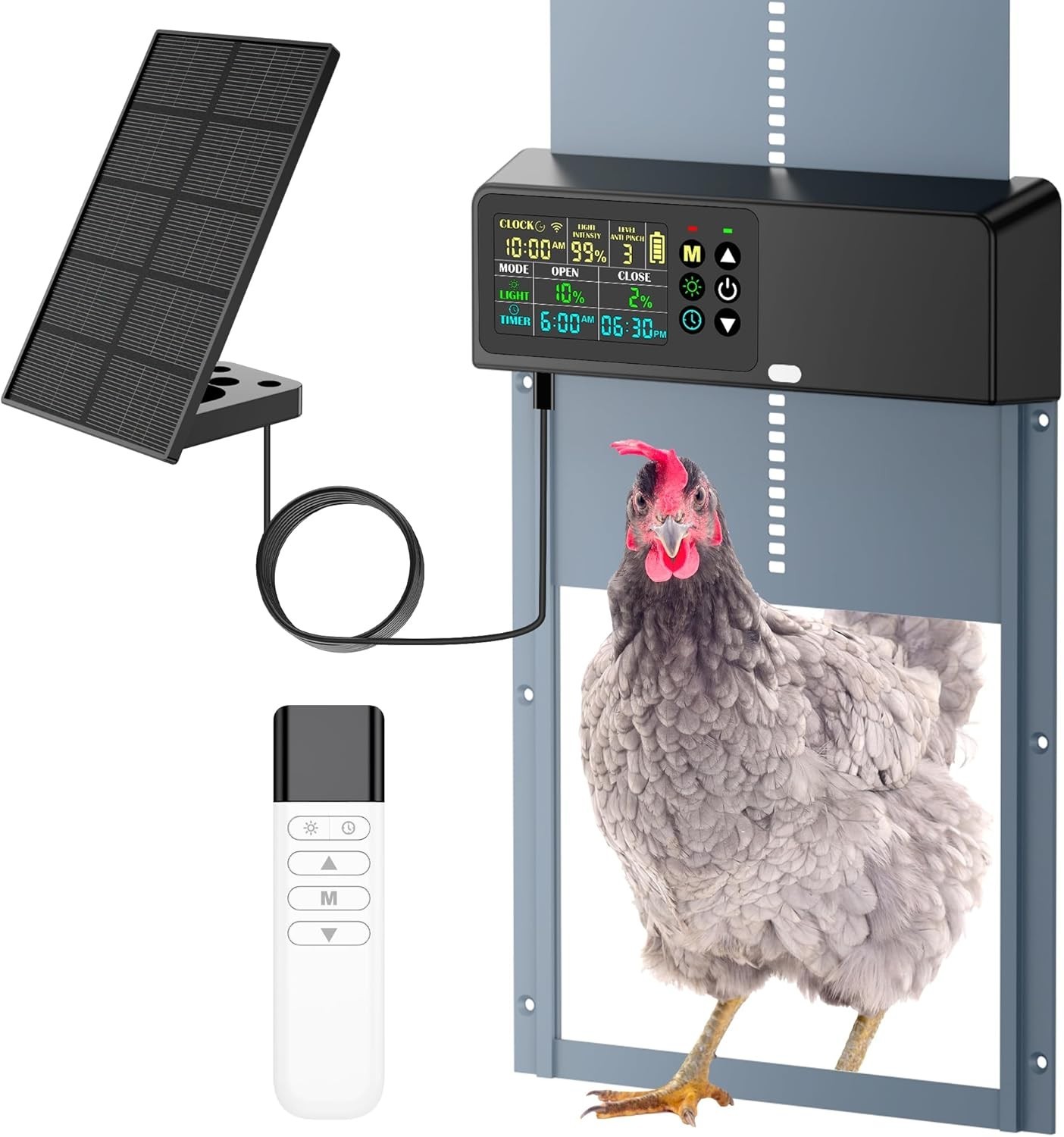 Automatic Chicken Coop Door Solar Powered with Programmable Remote, 4 Modes ....