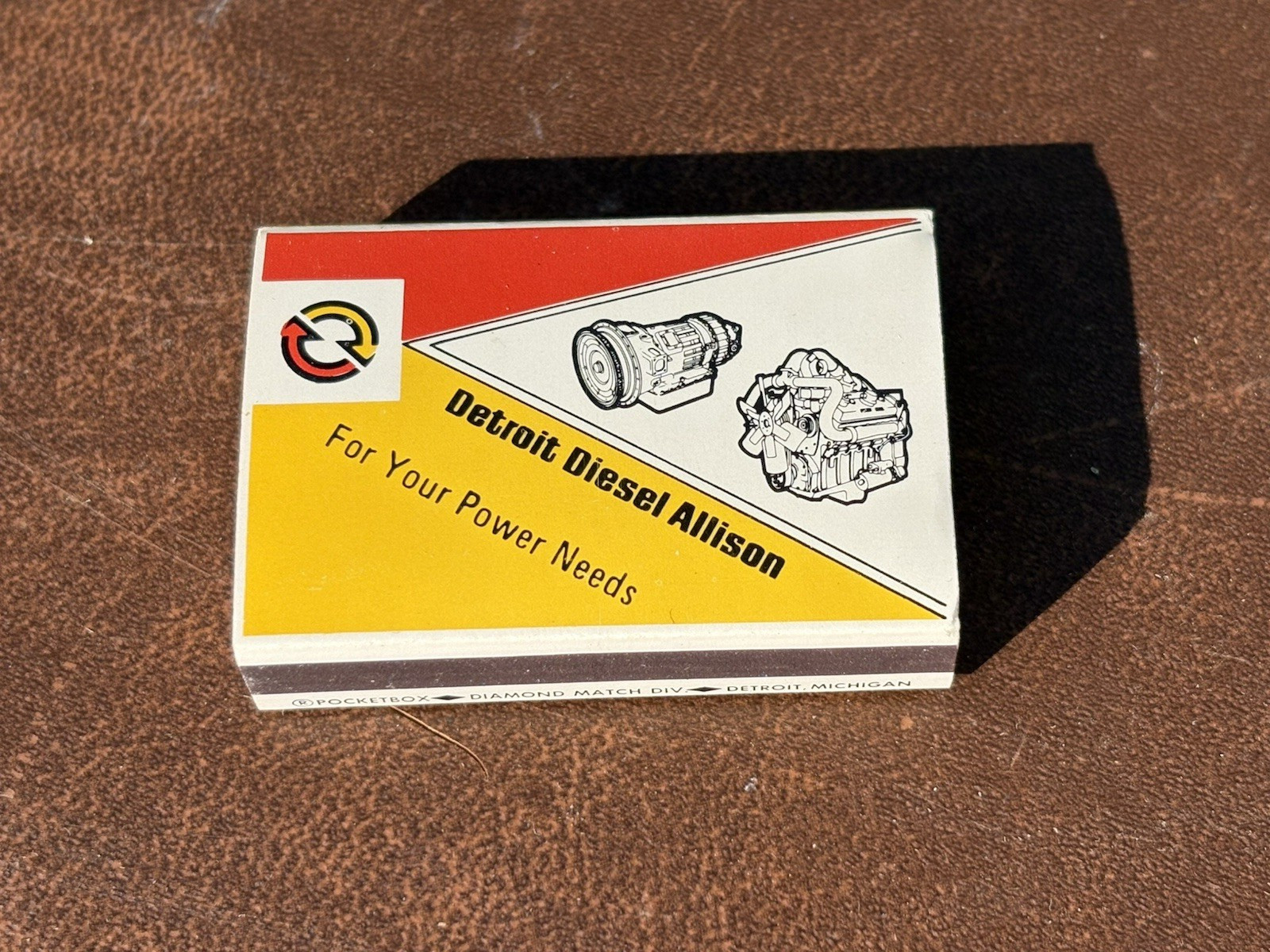 Vintage Detroit Diesel Allison Matchbox with Wooden Matches NOS Pocketbox