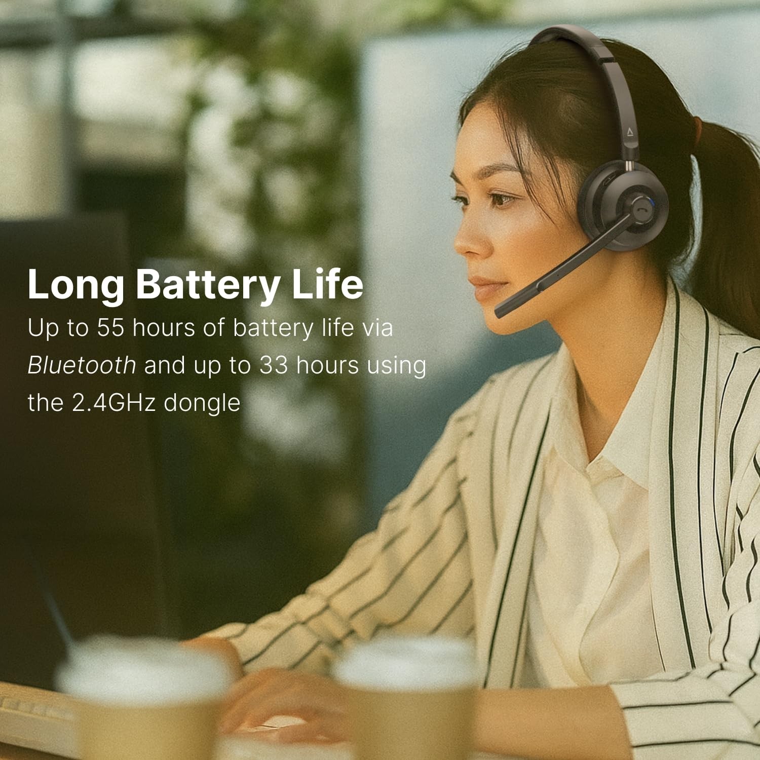 Chat Wireless On-Ear Headset with Noise-Cancelling Boom Mic