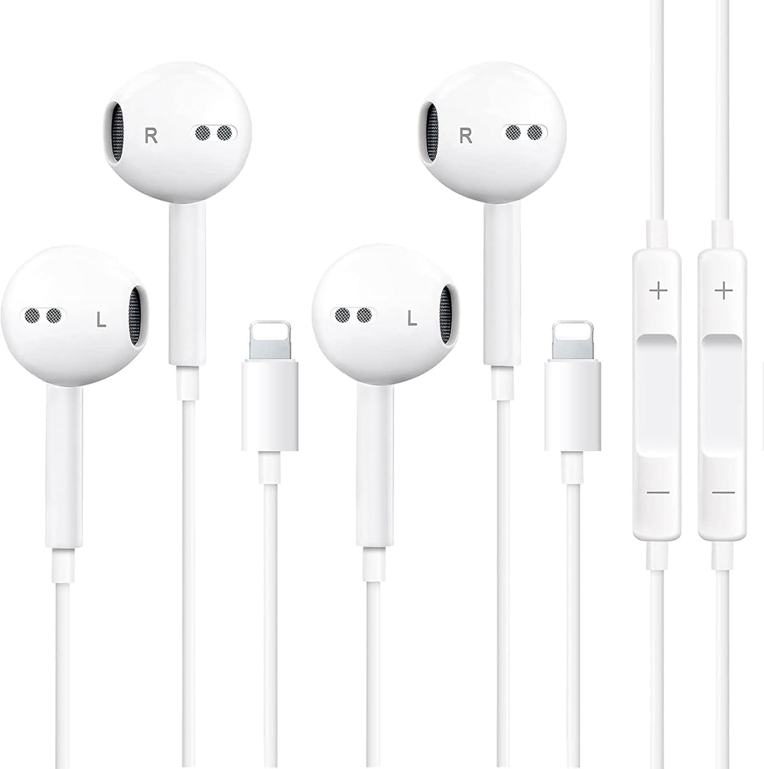 Headphones for Iphone Wired Earbuds 2 Pack with Built-In Microphone & Volume Con