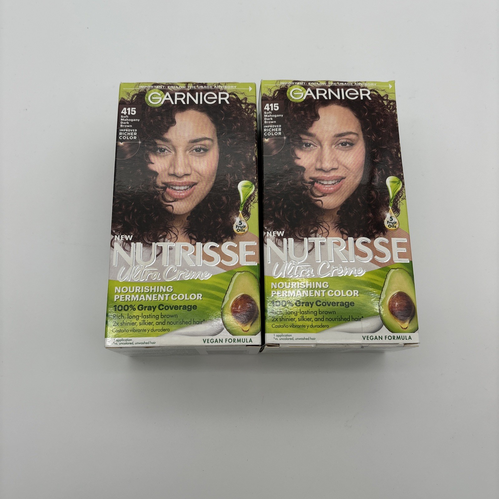 2 Pack Garnier Nutrisse Nourishing Hair Color #415 Soft Mahogany Dark Brown