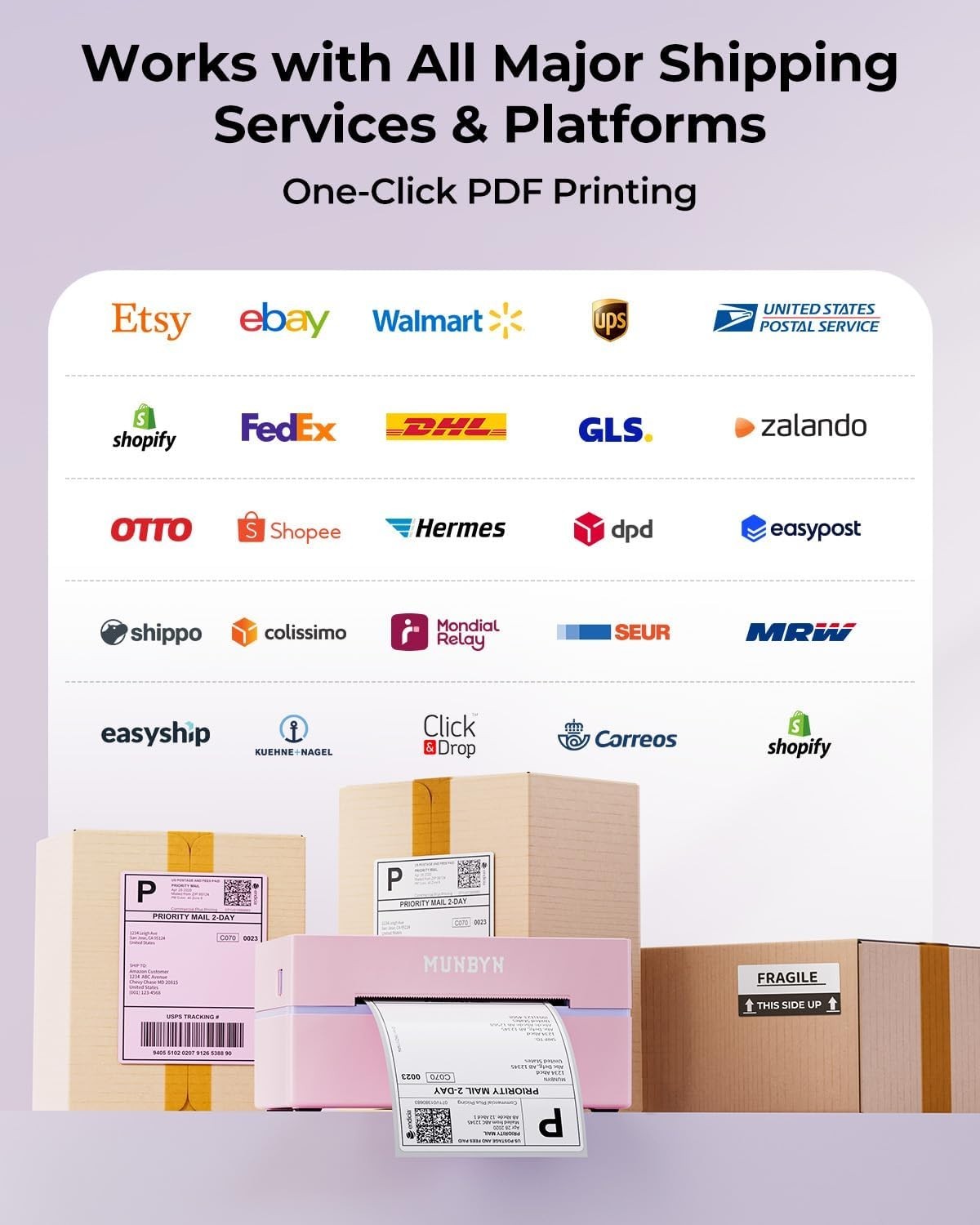 Bluetooth Thermal Label Printer, 130B Wireless 4x6 Shipping Label Printer