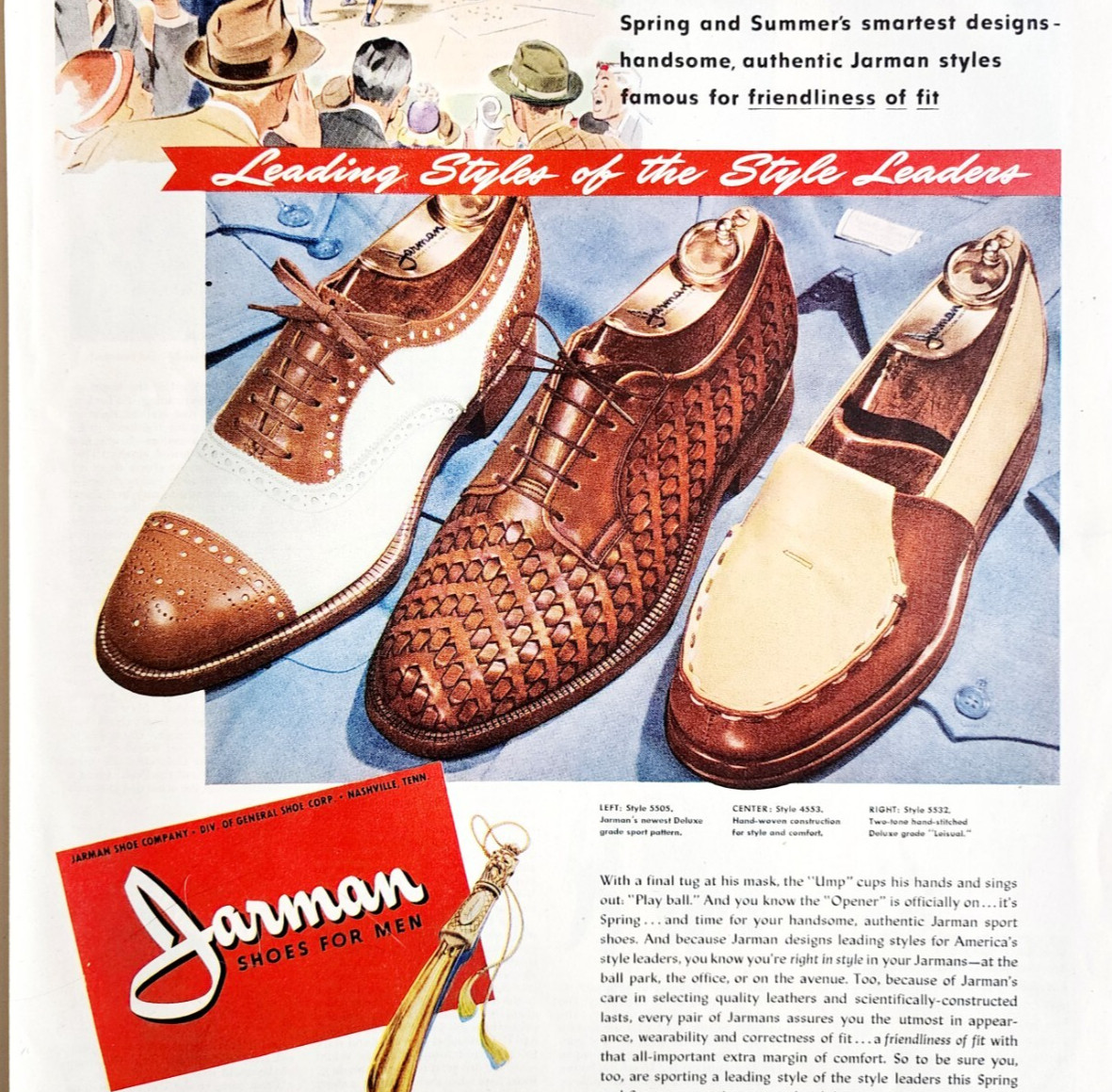 1947 Jarman Men's Leather Shoes Advertisement Nashville TN Vintage DWJJ23