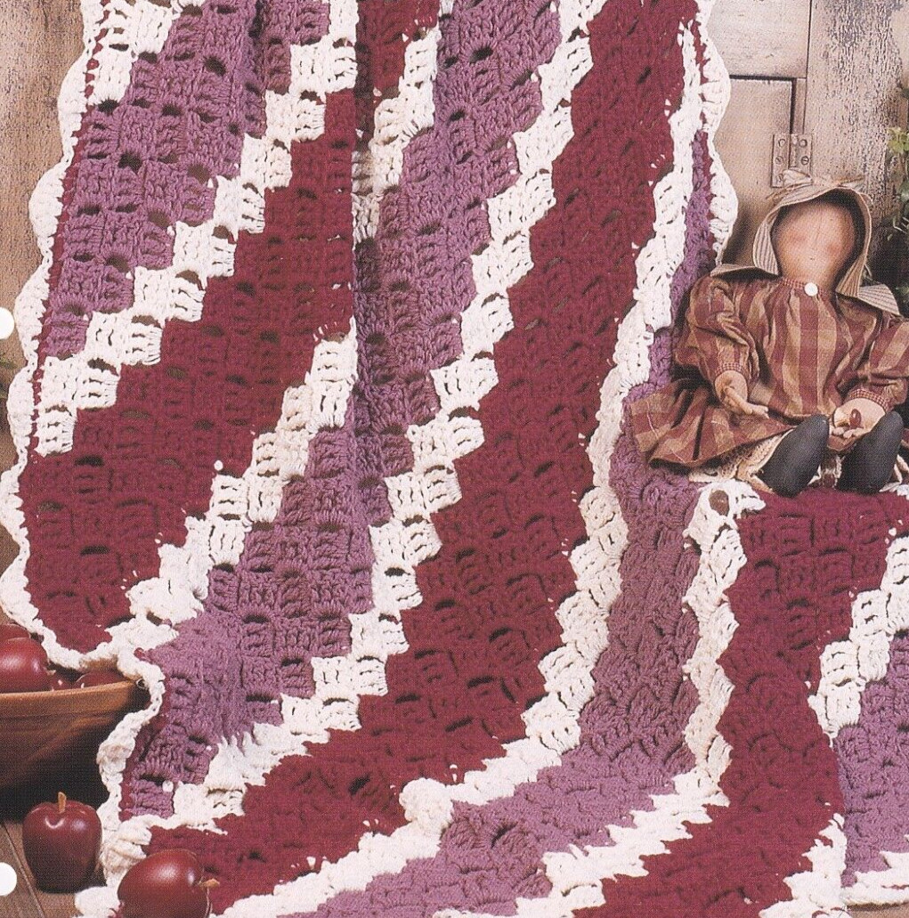 Afghan Crochet Pattern ZIG-ZAG SHELLS 12-Hour Time Savers