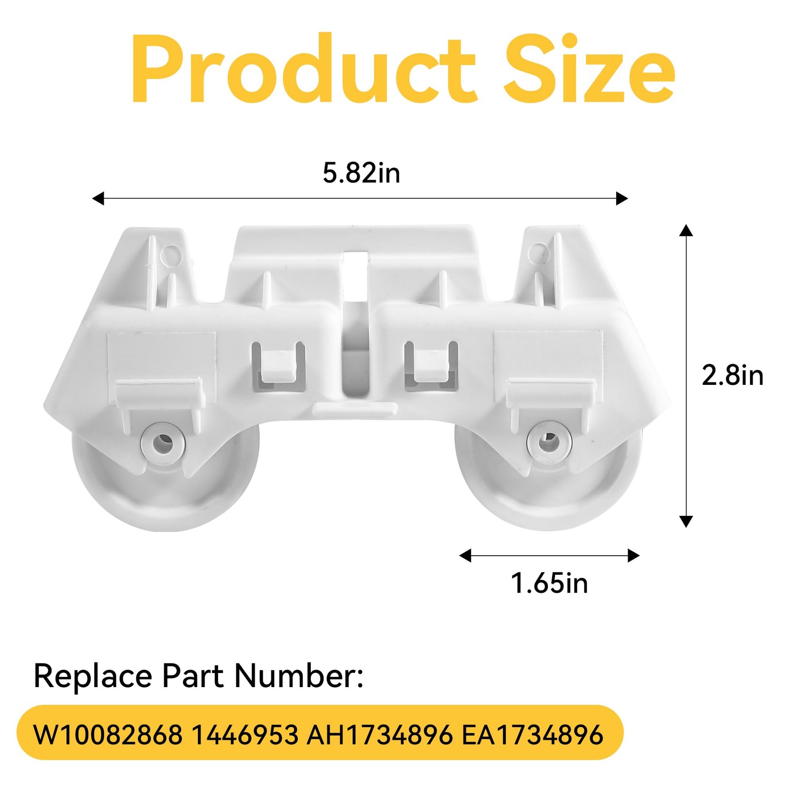 WPW10082868 Dishwasher Lower Rack Wheel Roller Assembly, Easy Snap...
