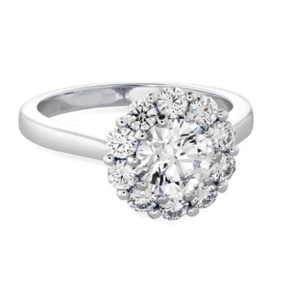 Lab-Created 2.10 Ct Round Cut VVS1 Diamond Engagement Ring 14K White Gold Finish