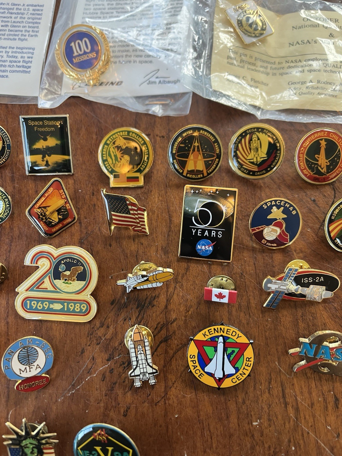 NASA Rare Lapel Pin Lot: 41 Pins Space Shuttle, Astronaut Commemorative