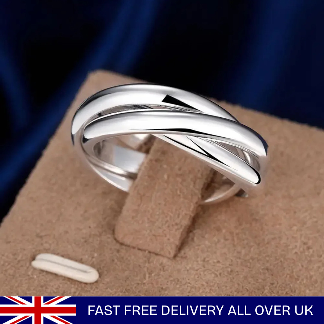 Genuine 925 Sterling Silver 3 Band Russian ring all occasions women's size