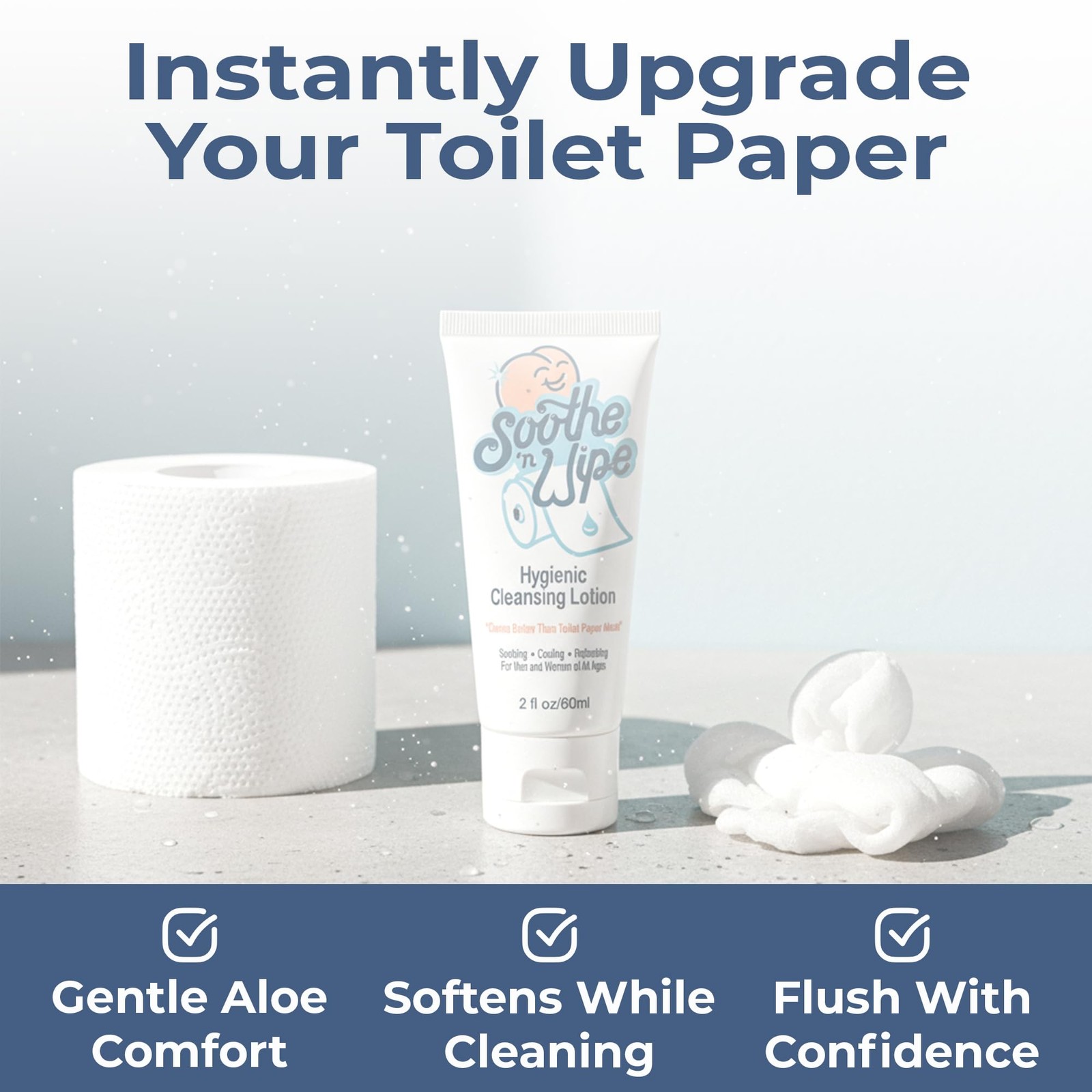 SOOTHE 'N WIPE Hygienic Cleansing Lotion, Flushable Wipe 2 Fl Oz (Pack of 1)